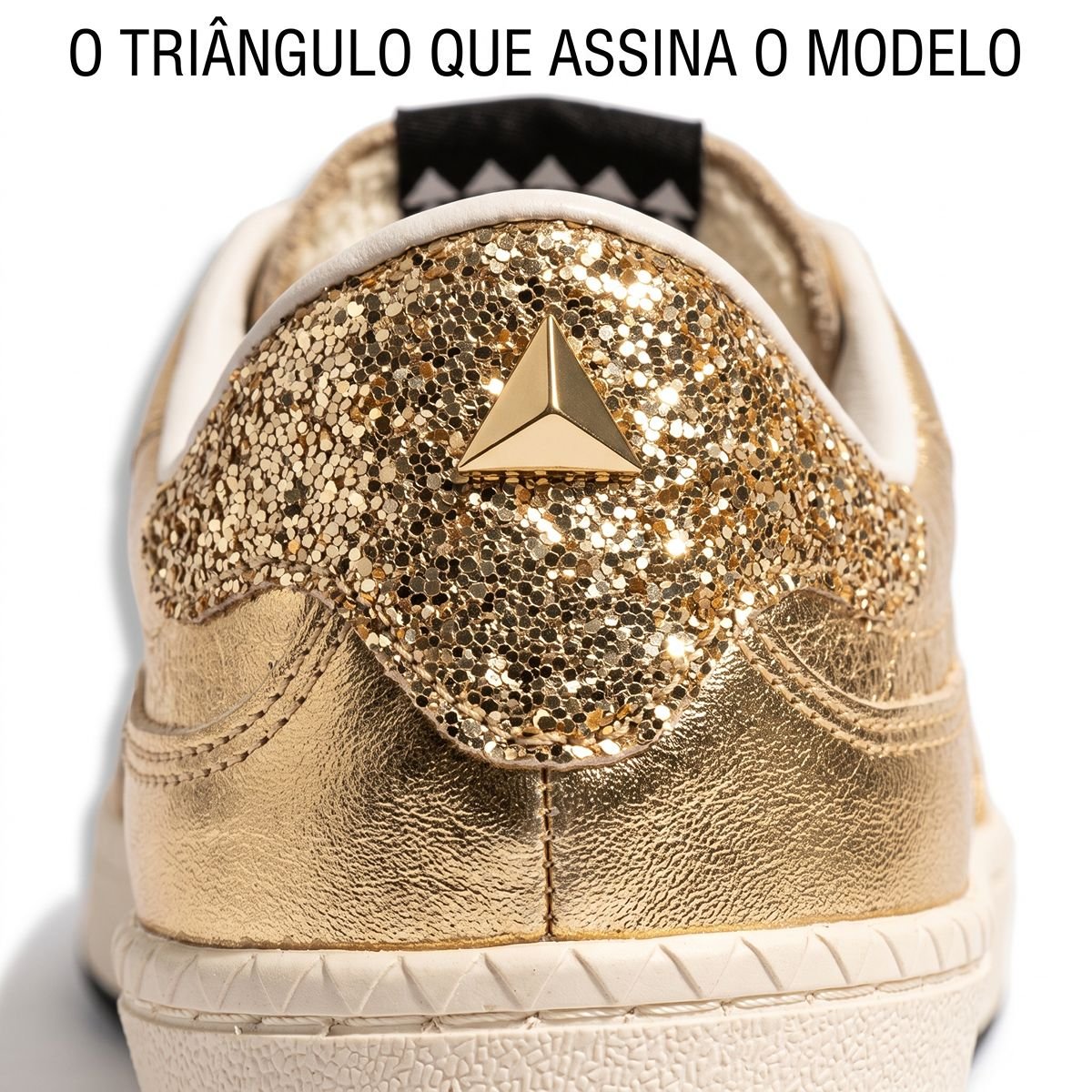 Tênis Schutz Feminino Couro Sneaker ST-001 Triangle Glitter S2185300010007 Dourado Dourado 5