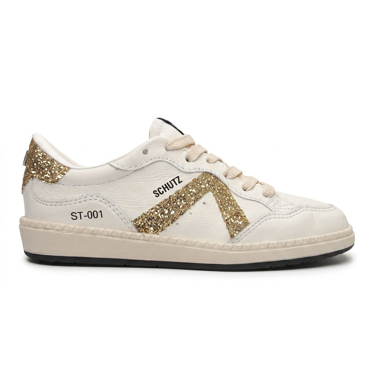Tênis Schutz Feminino Couro Sneaker ST-001 Triangle Glitter S2185300010168 Branco Branco 1