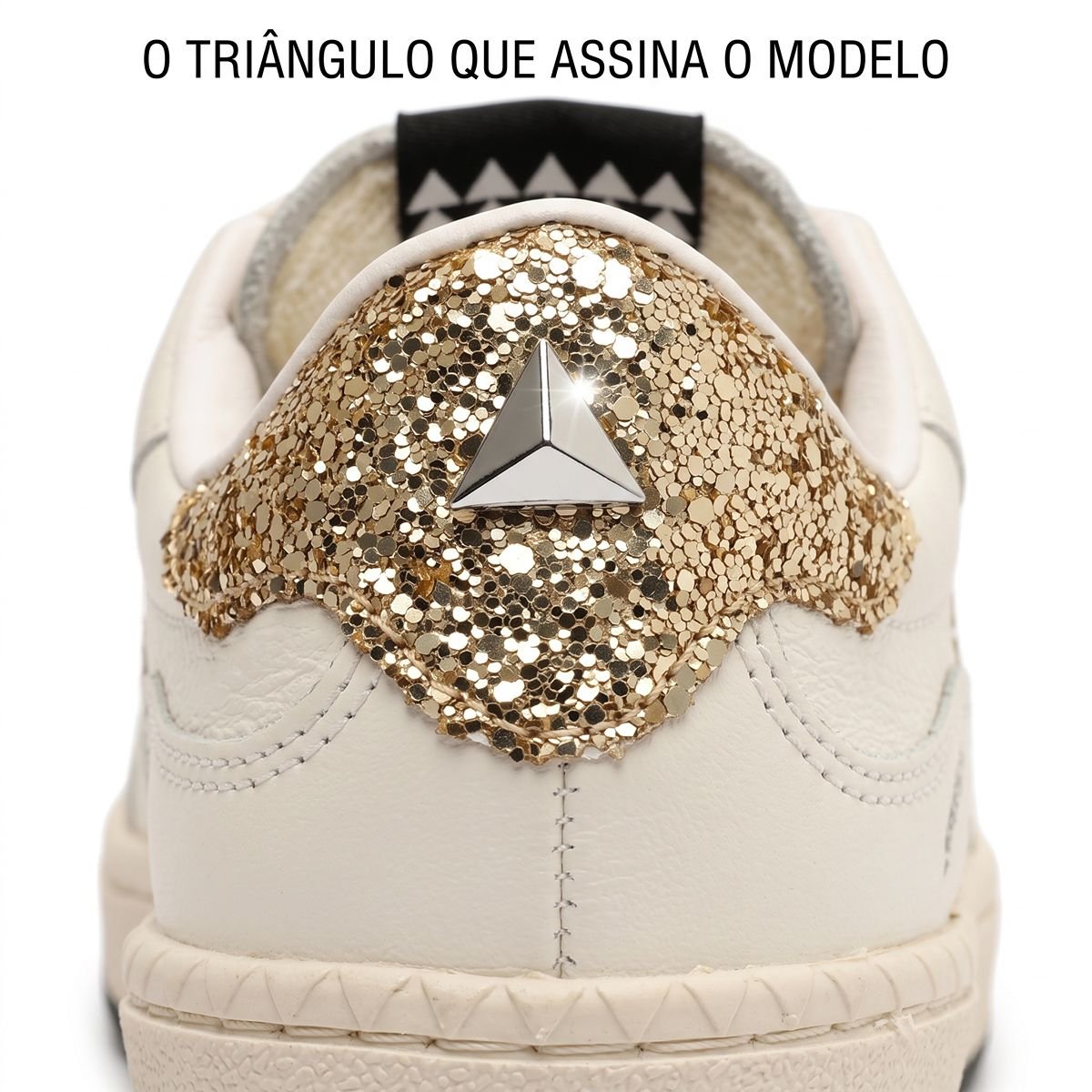 Tênis Schutz Feminino Couro Sneaker ST-001 Triangle Glitter S2185300010168 Branco Branco 4