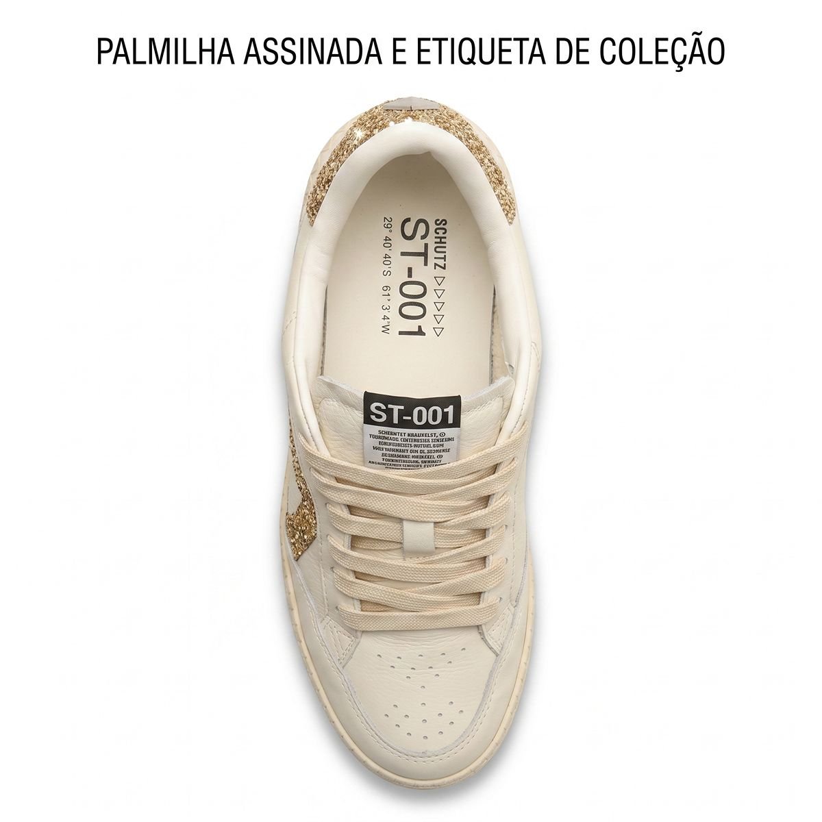 Tênis Schutz Feminino Couro Sneaker ST-001 Triangle Glitter S2185300010168 Branco Branco 5