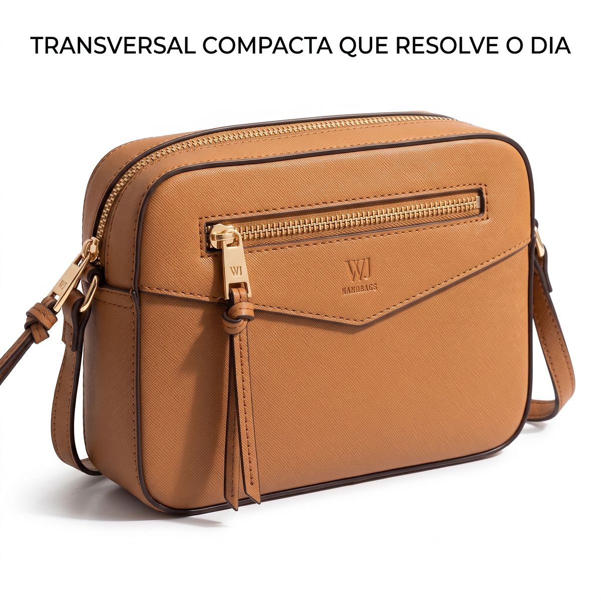 Bolsa WJ Feminina Pequena Transversal Alça Ajustável 46452 Caramelo 3