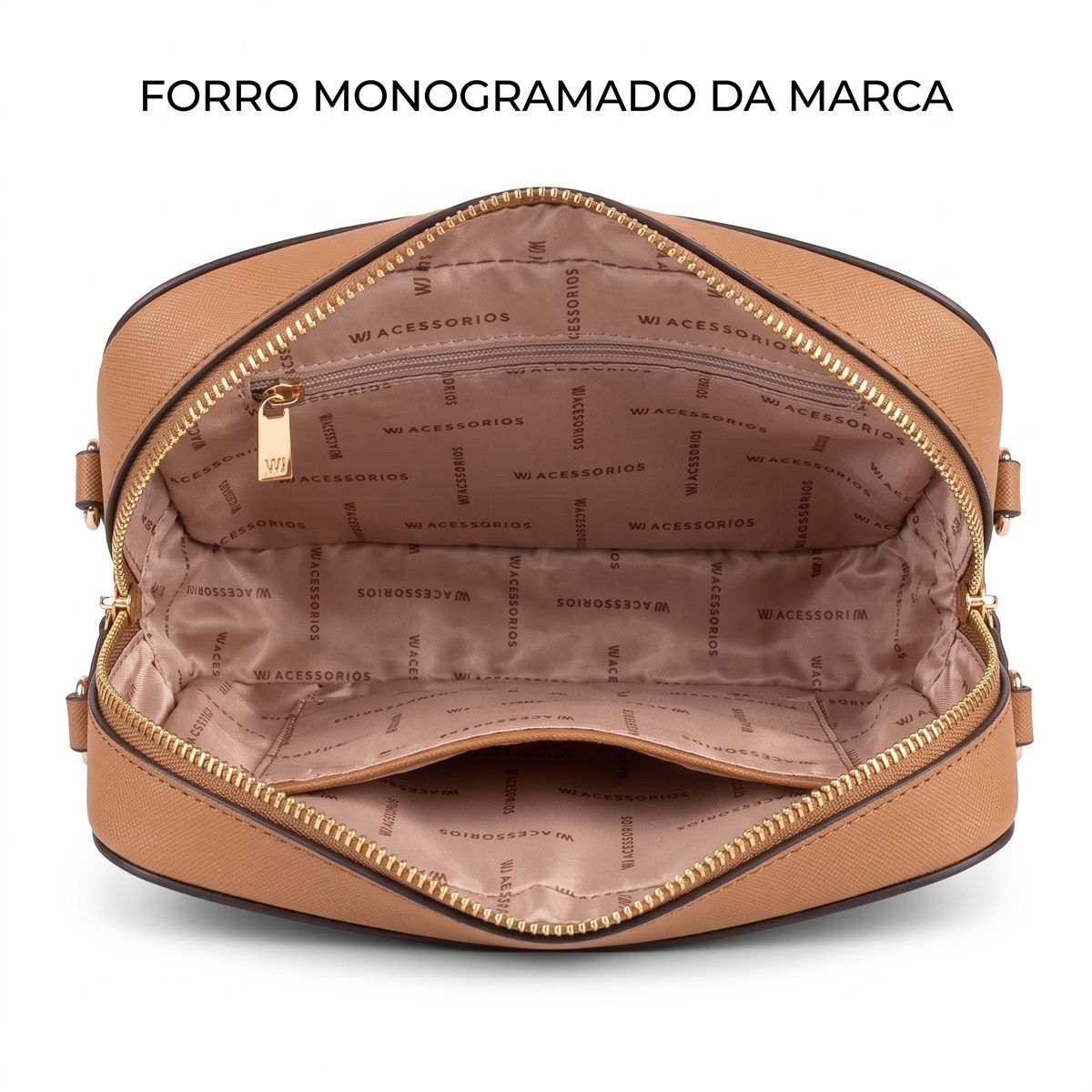 Bolsa WJ Feminina Pequena Transversal Alça Ajustável 46452 Caramelo 5