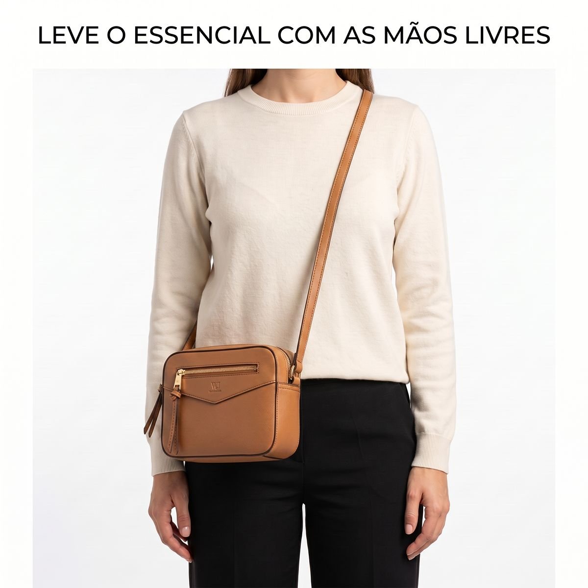 Bolsa WJ Feminina Pequena Transversal Alça Ajustável 46452 Caramelo 6