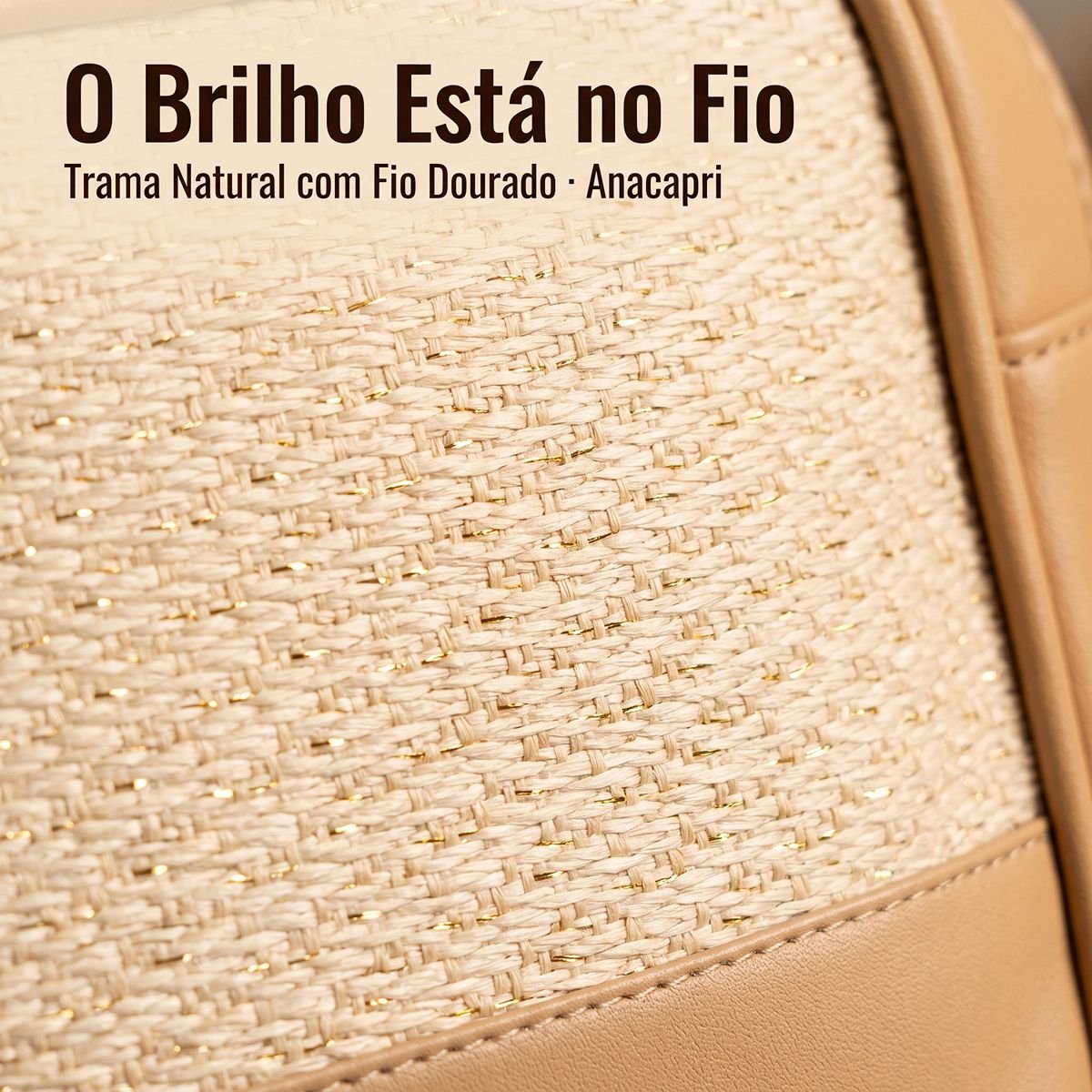 Bolsa Feminina Anacapri Tiracolo Pequena Palha C5001605310001 Bege Bege 3