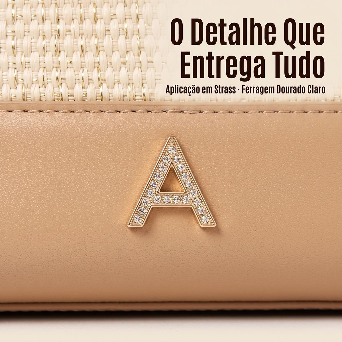 Bolsa Feminina Anacapri Tiracolo Pequena Palha C5001605310001 Bege Bege 4