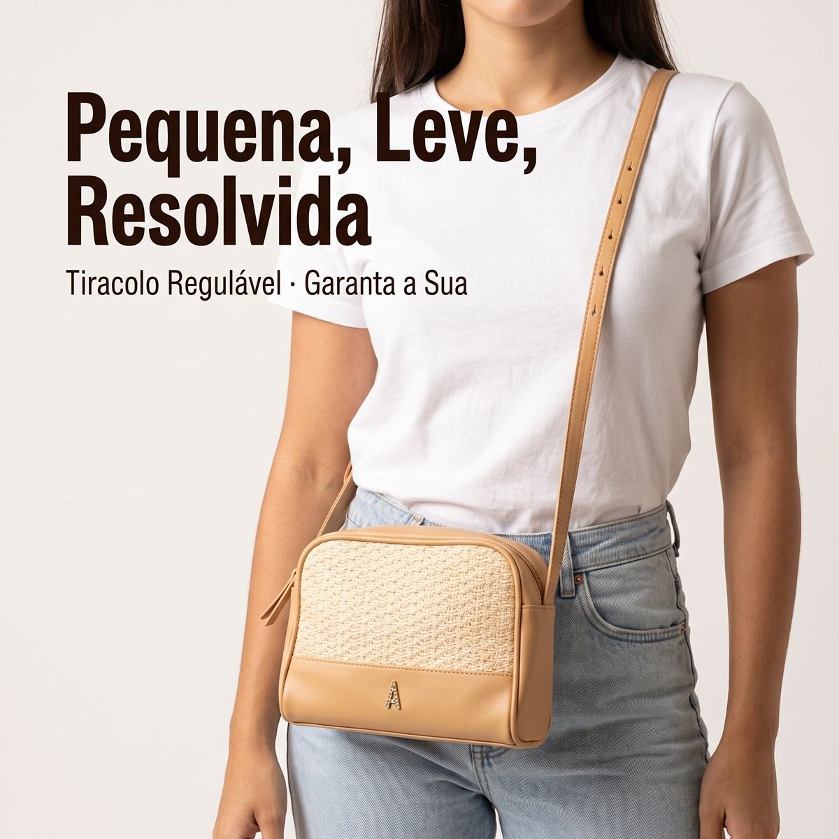 Bolsa Feminina Anacapri Tiracolo Pequena Palha C5001605310001 Bege Bege 6