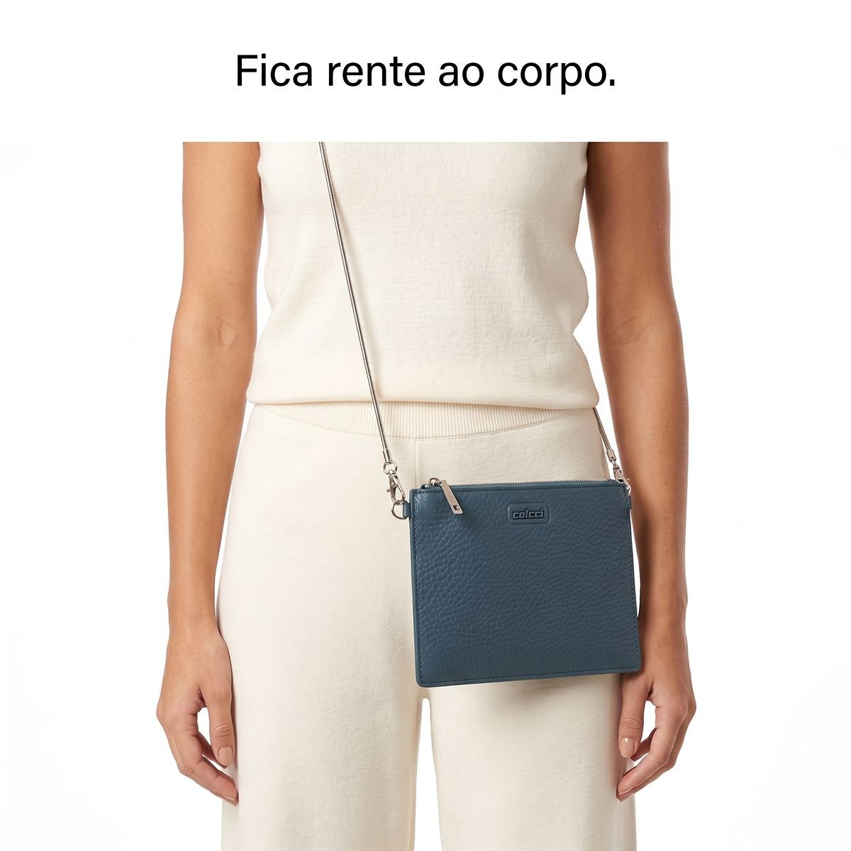 Bolsa Feminina Colcci Transversal Fina Alça Corrente Removível 090.01.12084.11 Azul Azul 4