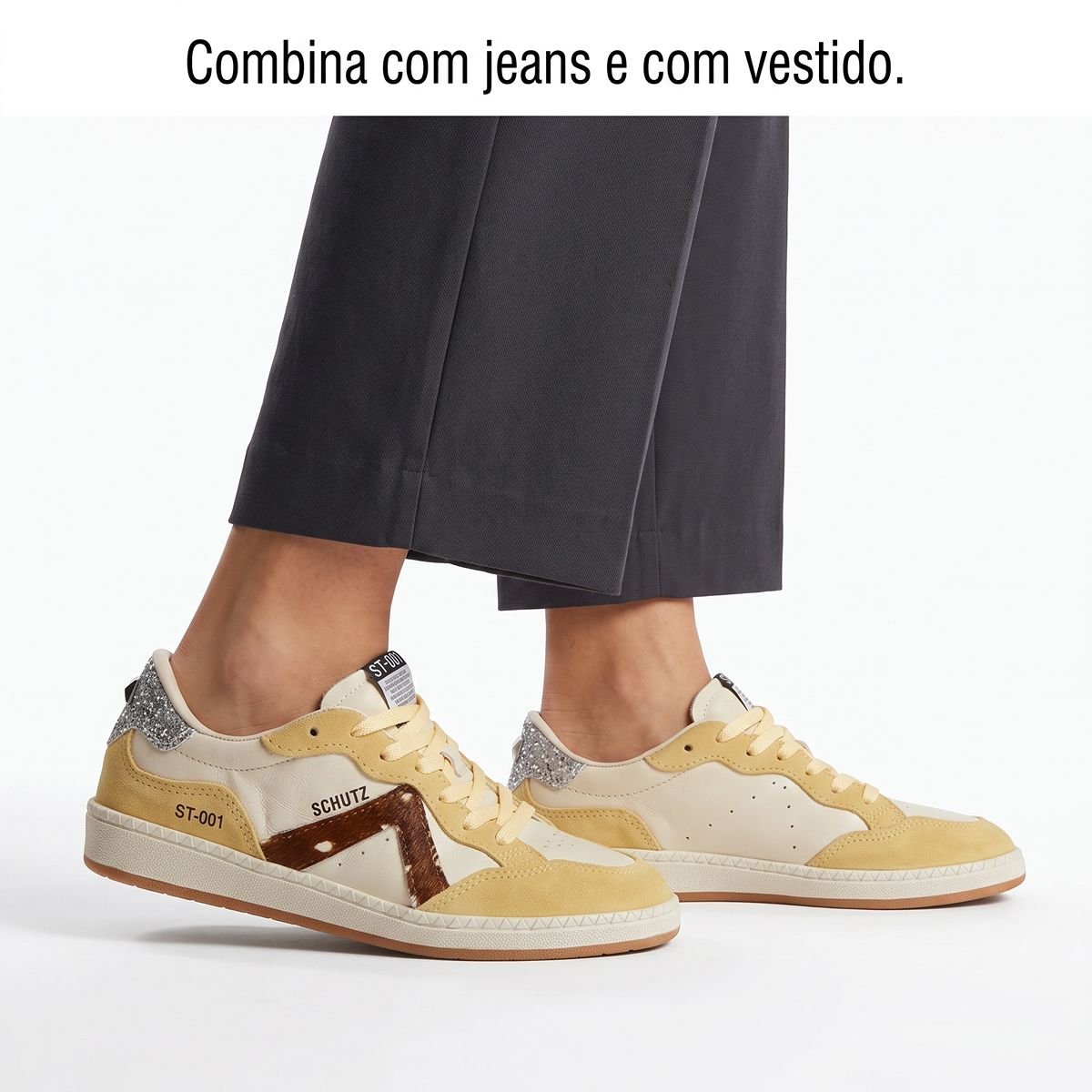 Tênis Schutz Feminino ST-001 Triangle Couro Nobuck S2185300010171 Amarelo Amarelo 6