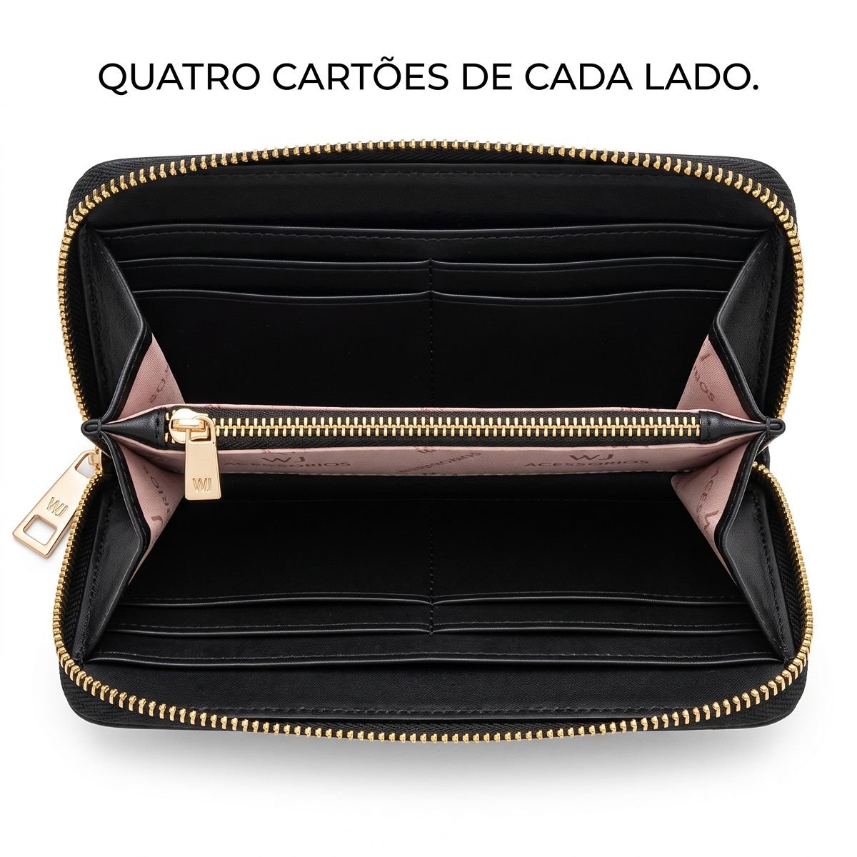 Carteira WJ Handbags Feminina Grande 30675 Preto 5