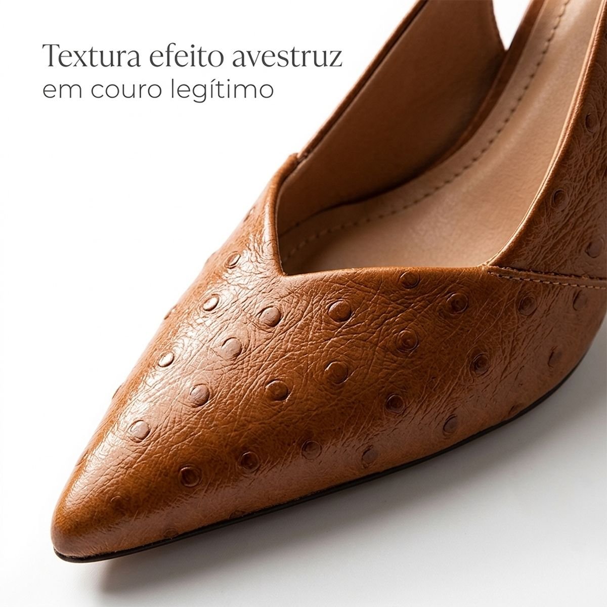 Scarpin Usaflex Feminino Couro Slingback Salto Bloco Bico Fino ANO2013003 Caramelo Caramelo 3