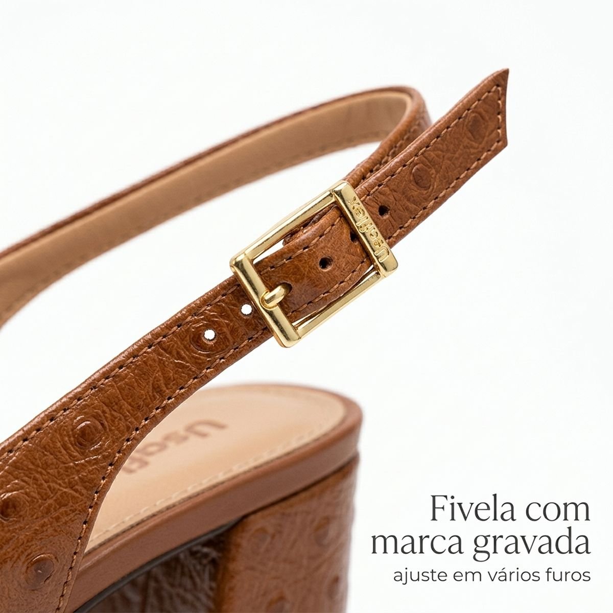 Scarpin Usaflex Feminino Couro Slingback Salto Bloco Bico Fino ANO2013003 Caramelo Caramelo 4