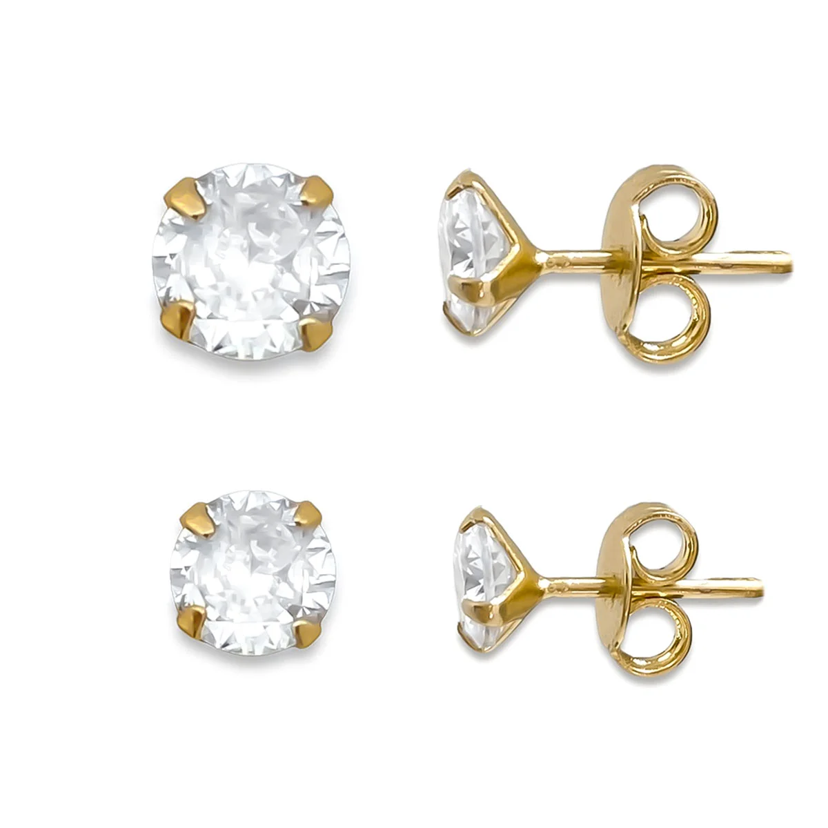 Kit Duo de Brincos Zirconia Banhado a Ouro 18K Dourado 3