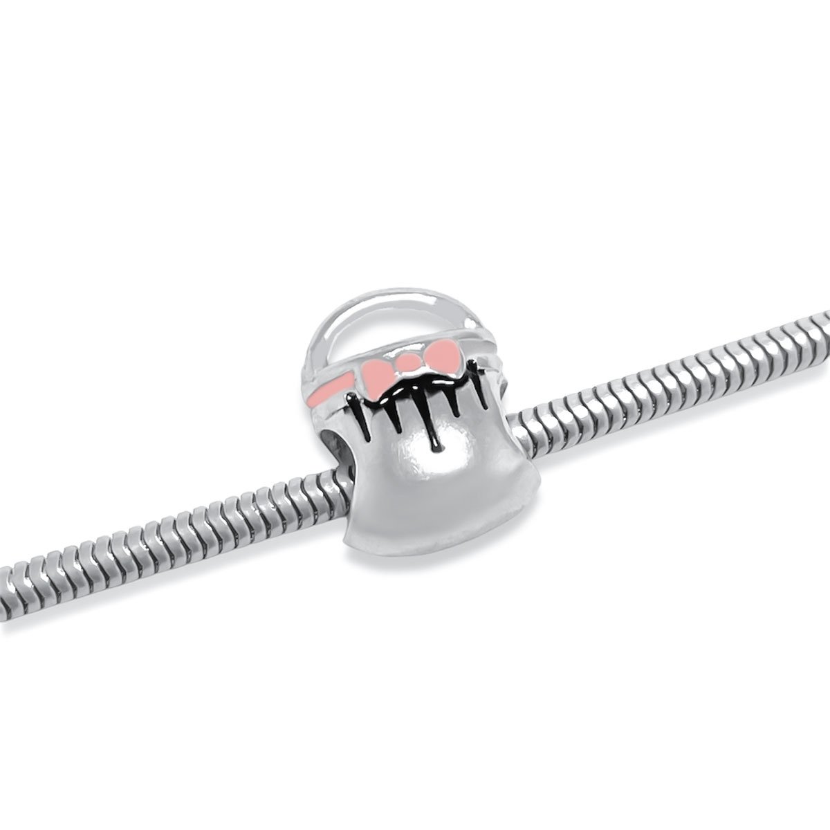 Berloque Charm Separador Bolsa Laco Banhado a Prata Prata 2