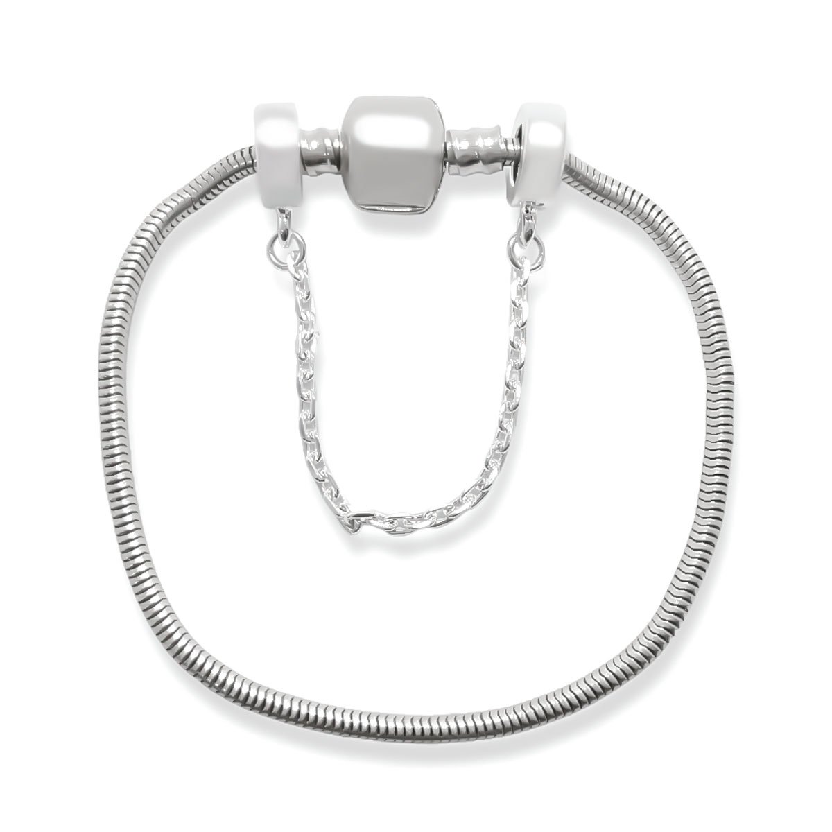 Trava de Seguranca Pulseira de Berloque Banhada a Prata Prata 2