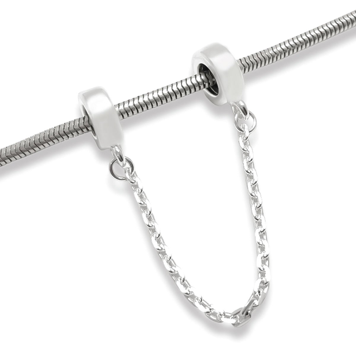 Trava de Seguranca Pulseira de Berloque Banhada a Prata Prata 3