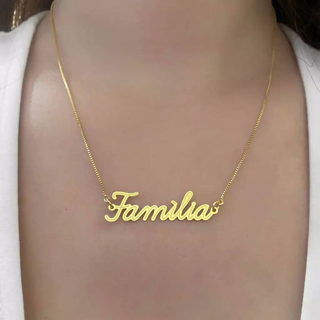 Colar Familia Vazado Banhado a Ouro 18K Dourado 2
