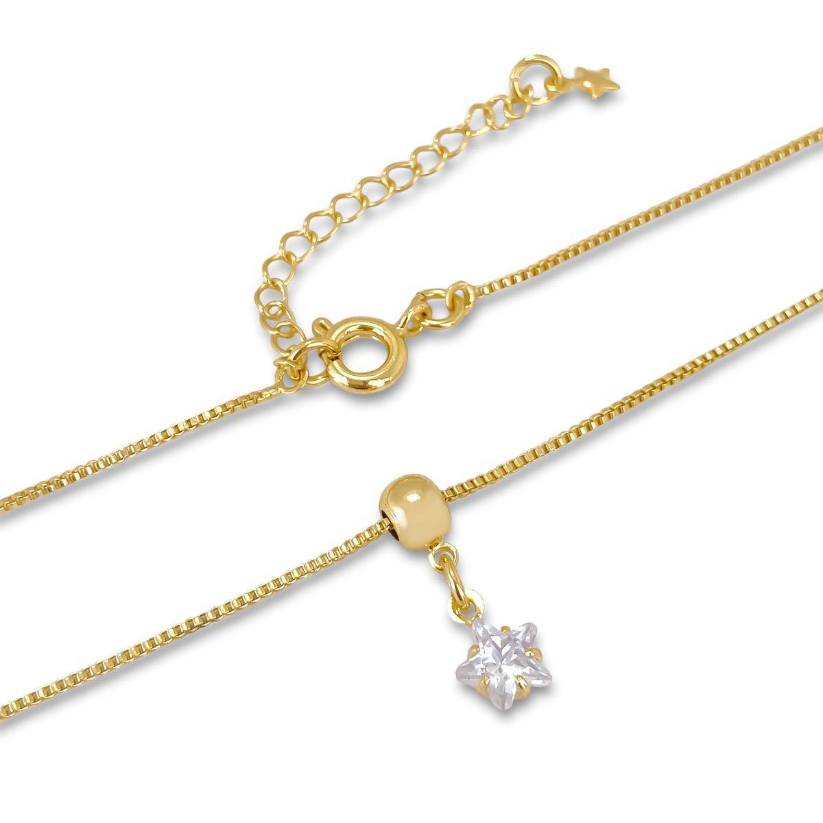 Colar Estrela Zirconia Banhado a Ouro 18K Dourado 3