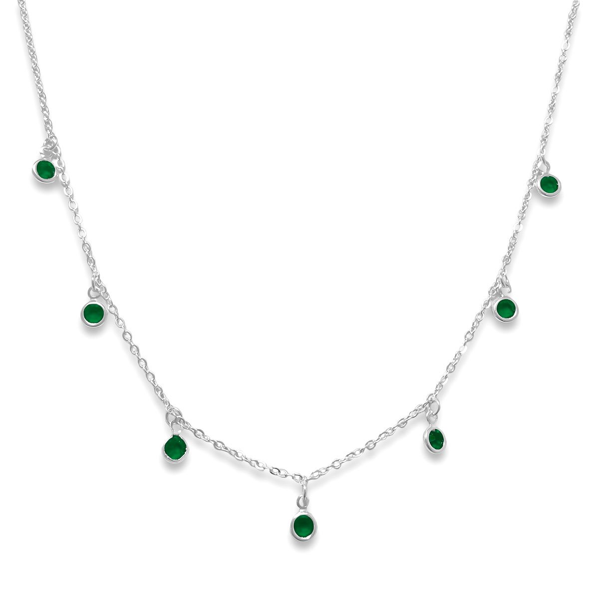 Choker Pedra Verde Esmeralda Banhada a Prata Semijoia Prata 1