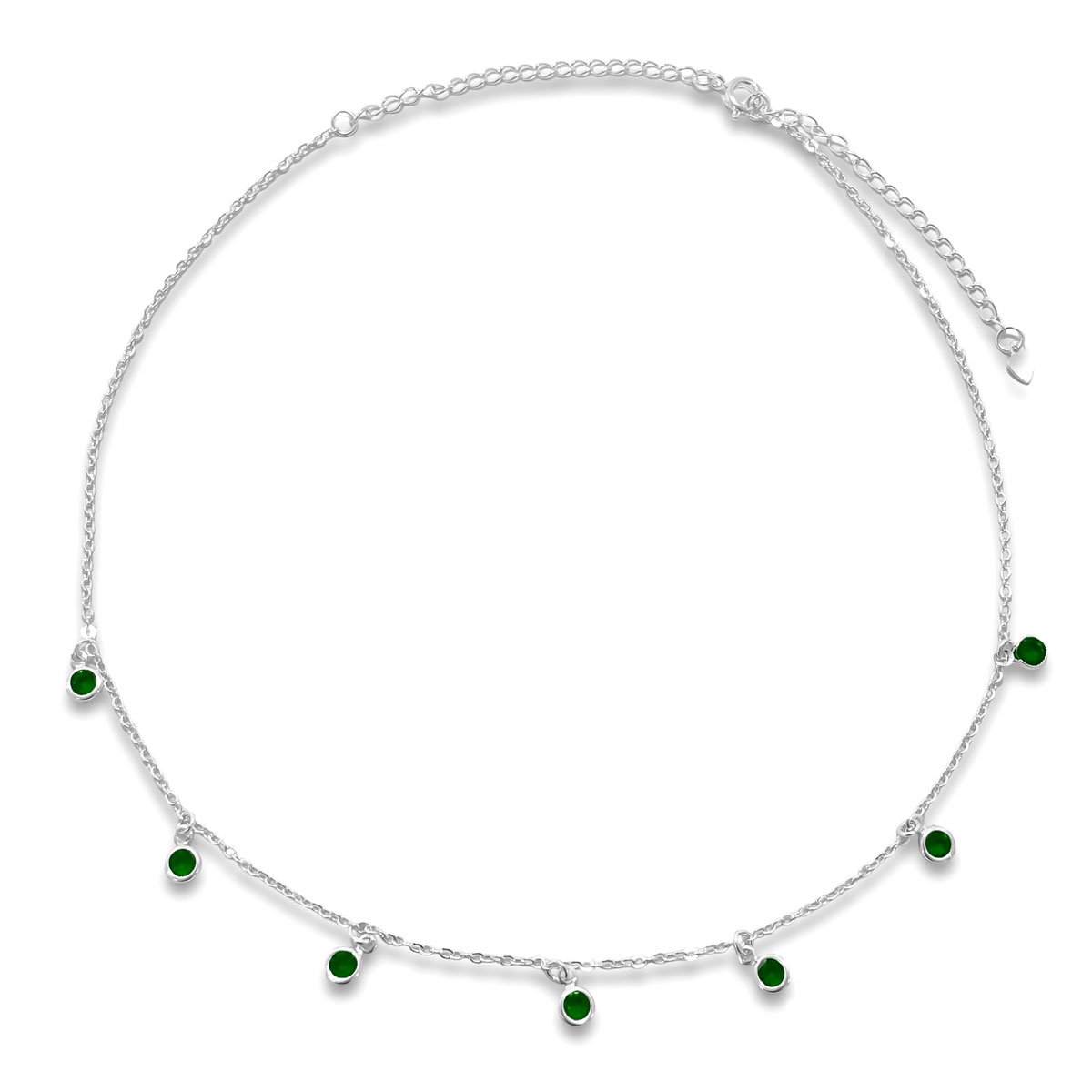 Choker Pedra Verde Esmeralda Banhada a Prata Semijoia Prata 3