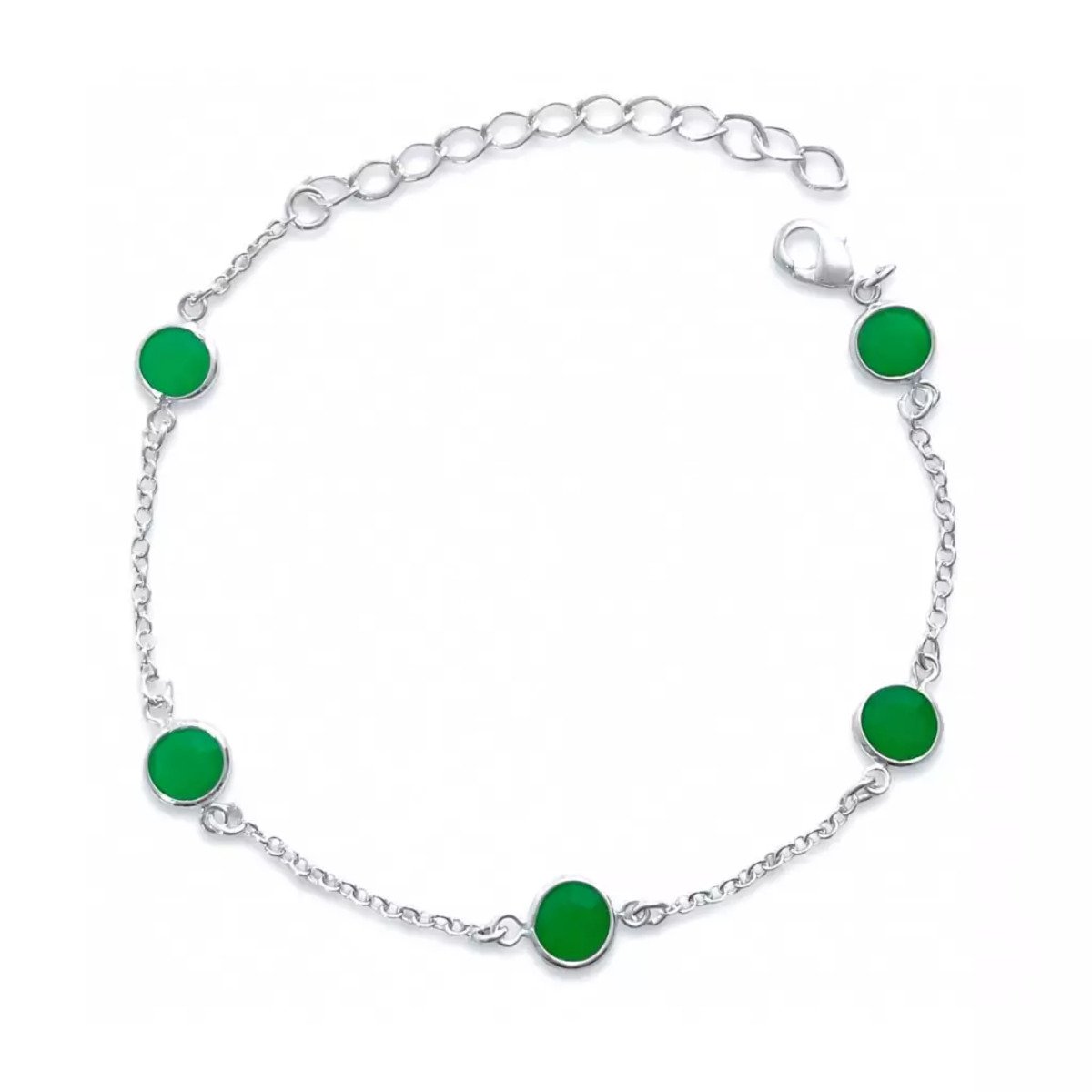 Pulseira Cristais Verdes Banhada a Prata  Prata 1