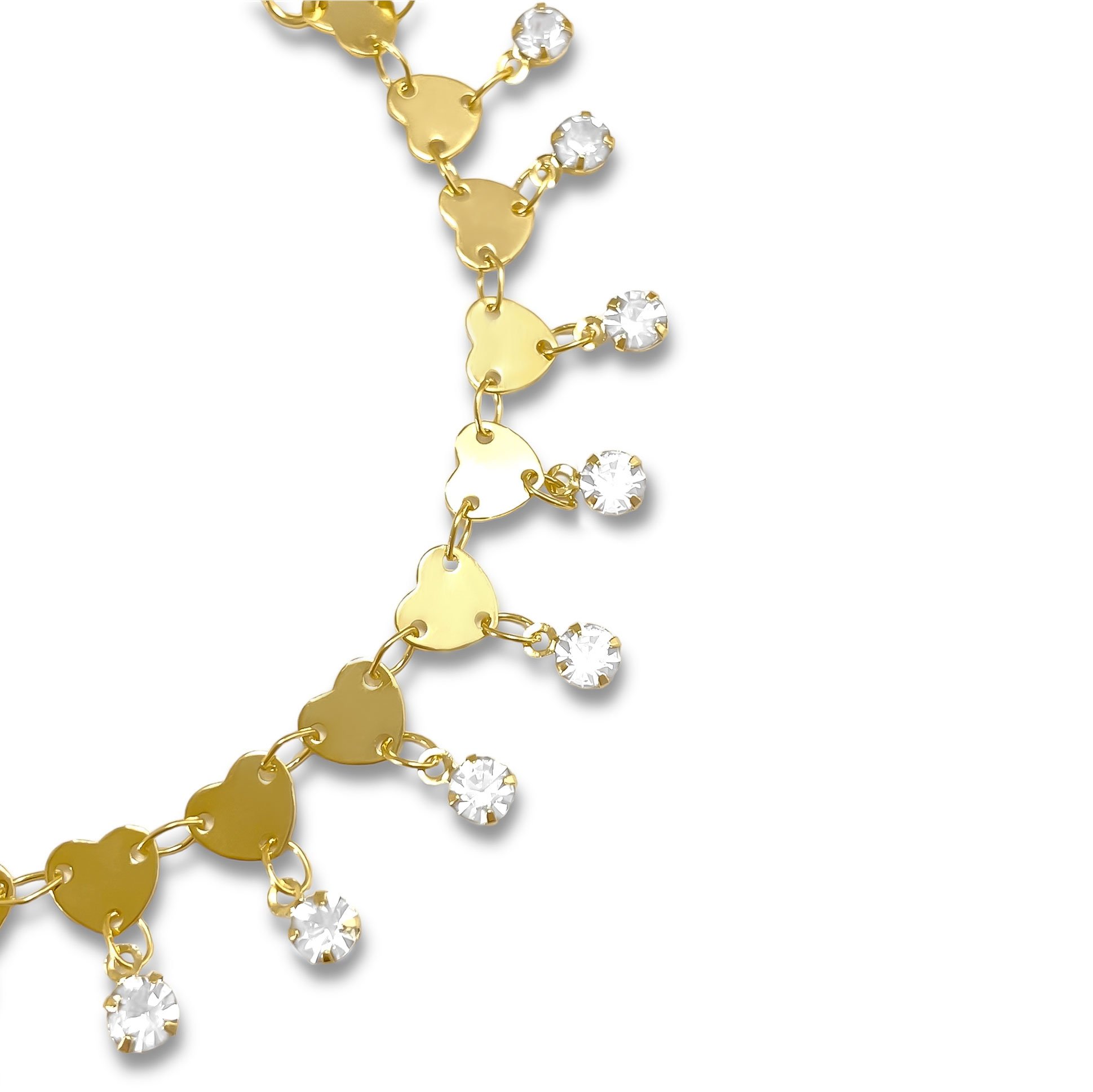 Pulseira Coracao Liso e Zirconia Banhada a Ouro 18K Dourado 3