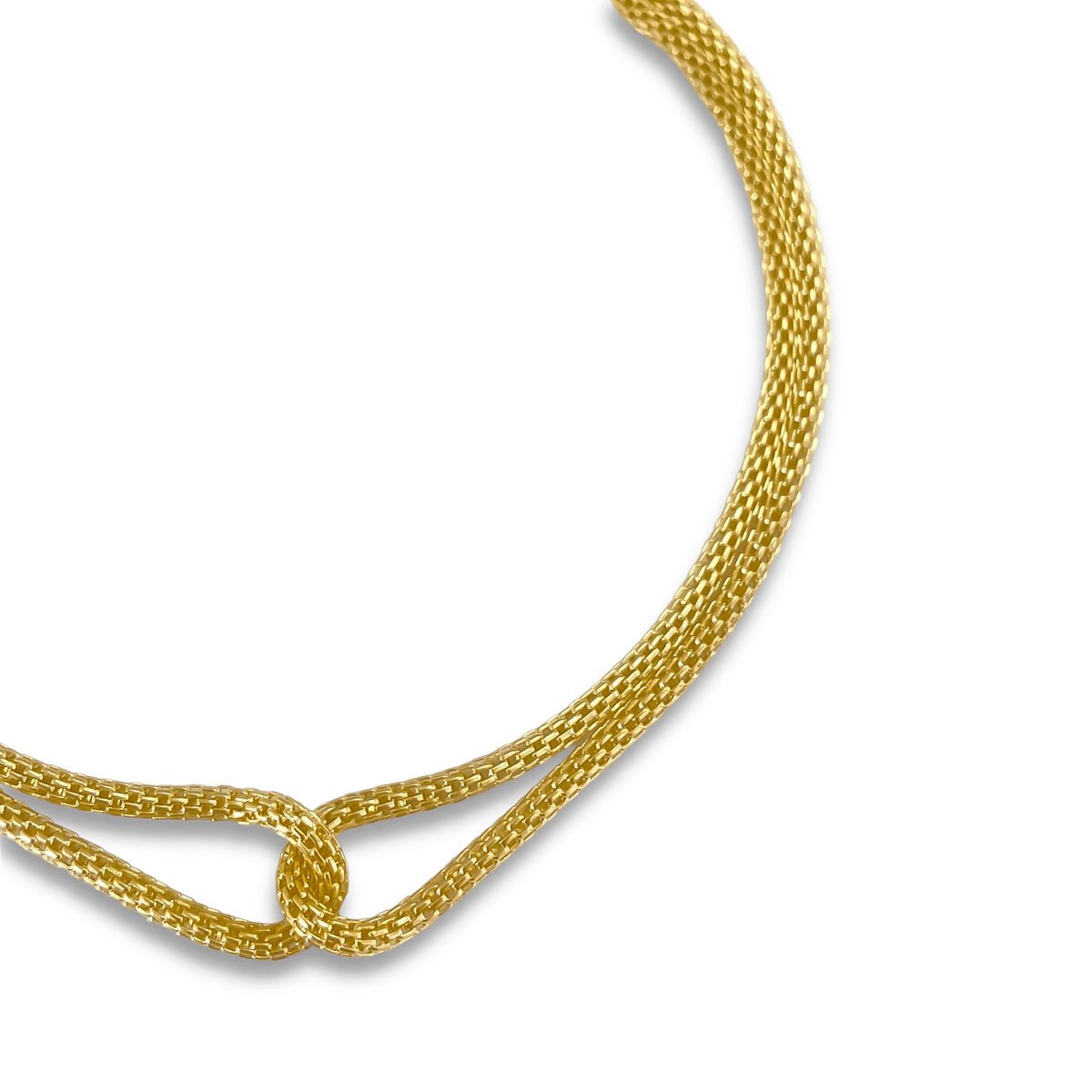 Pulseira Malha Dupla com No Banhada a Ouro 18K Semijoia Dourado 3