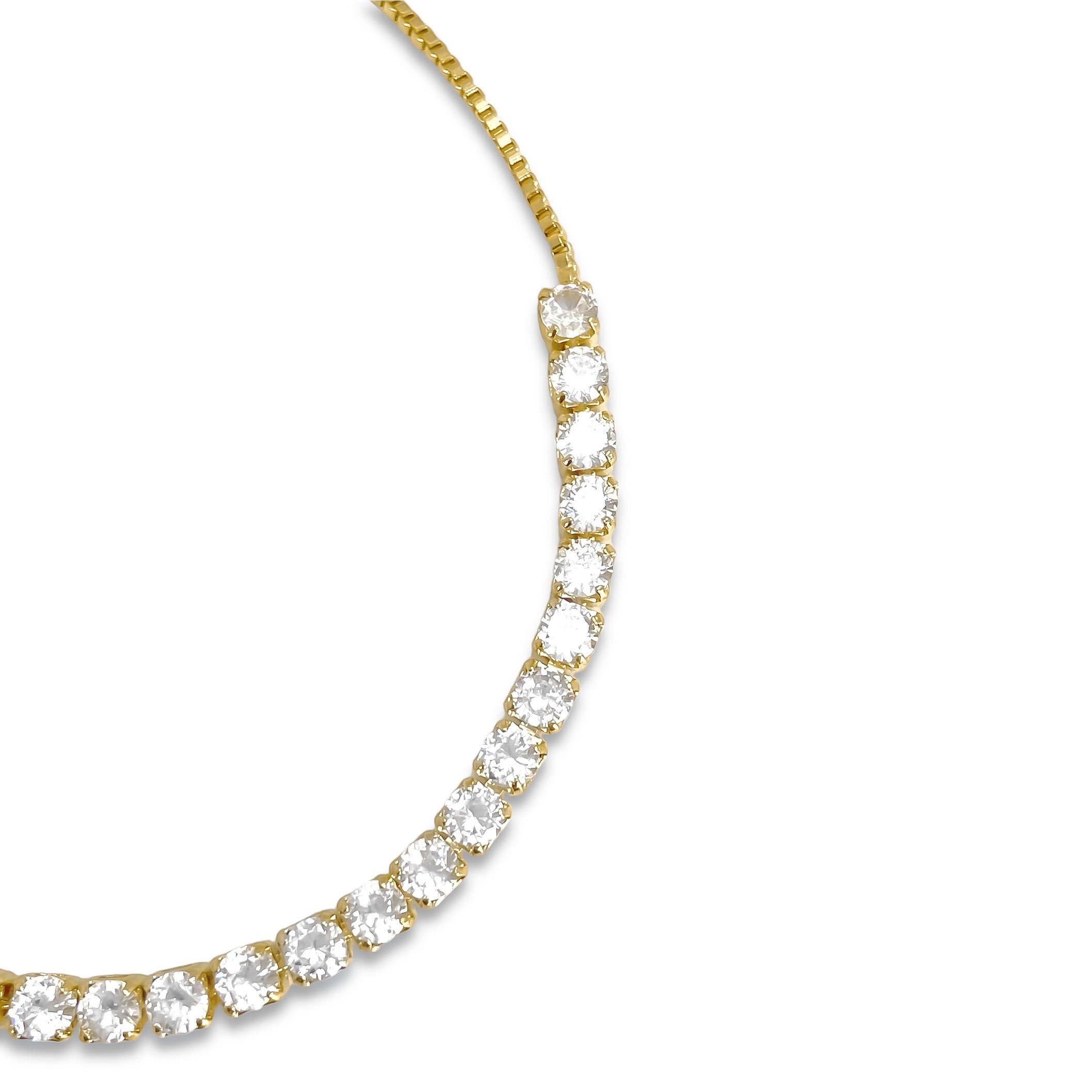 Pulseira Riviera Regulavel Zirconia Banhada a Ouro 18K Dourado 3