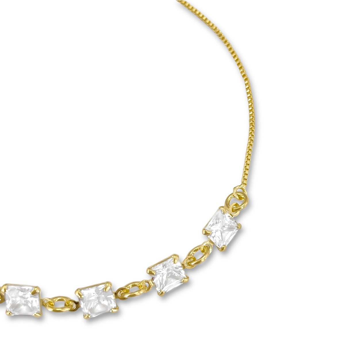 Pulseira Zirconias Quadradas Banhada a Ouro 18K Dourado 3