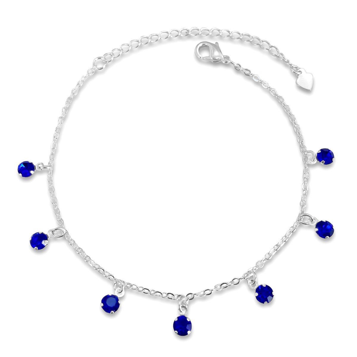 Pulseira Cristais Azul Royal Banhada a Prata