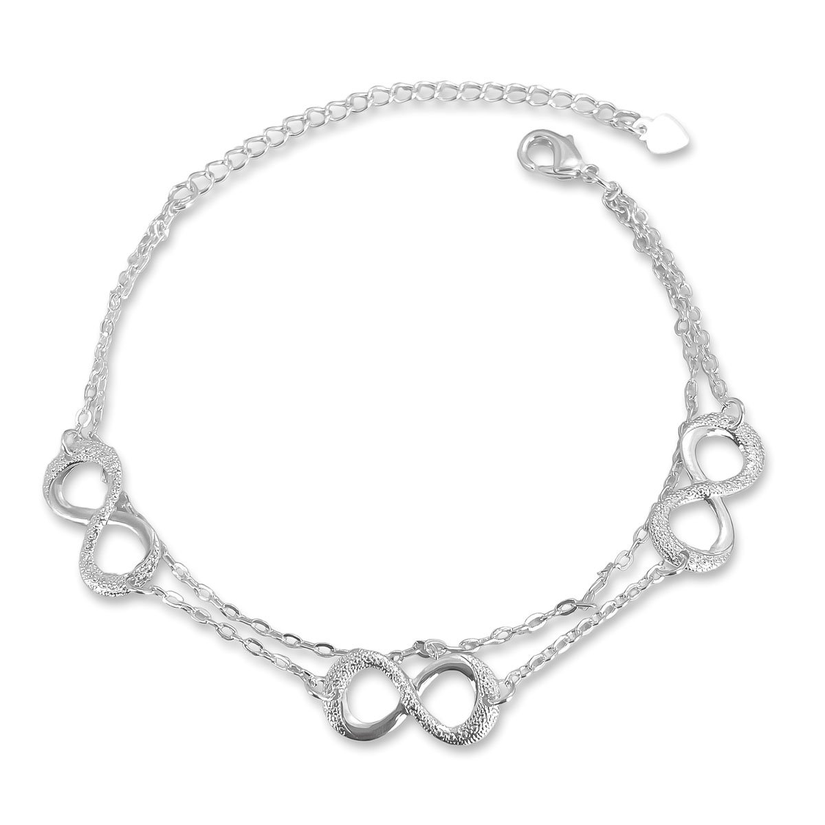 Pulseira Infinito e Corrente Dupla Banhada a Prata Prata 1