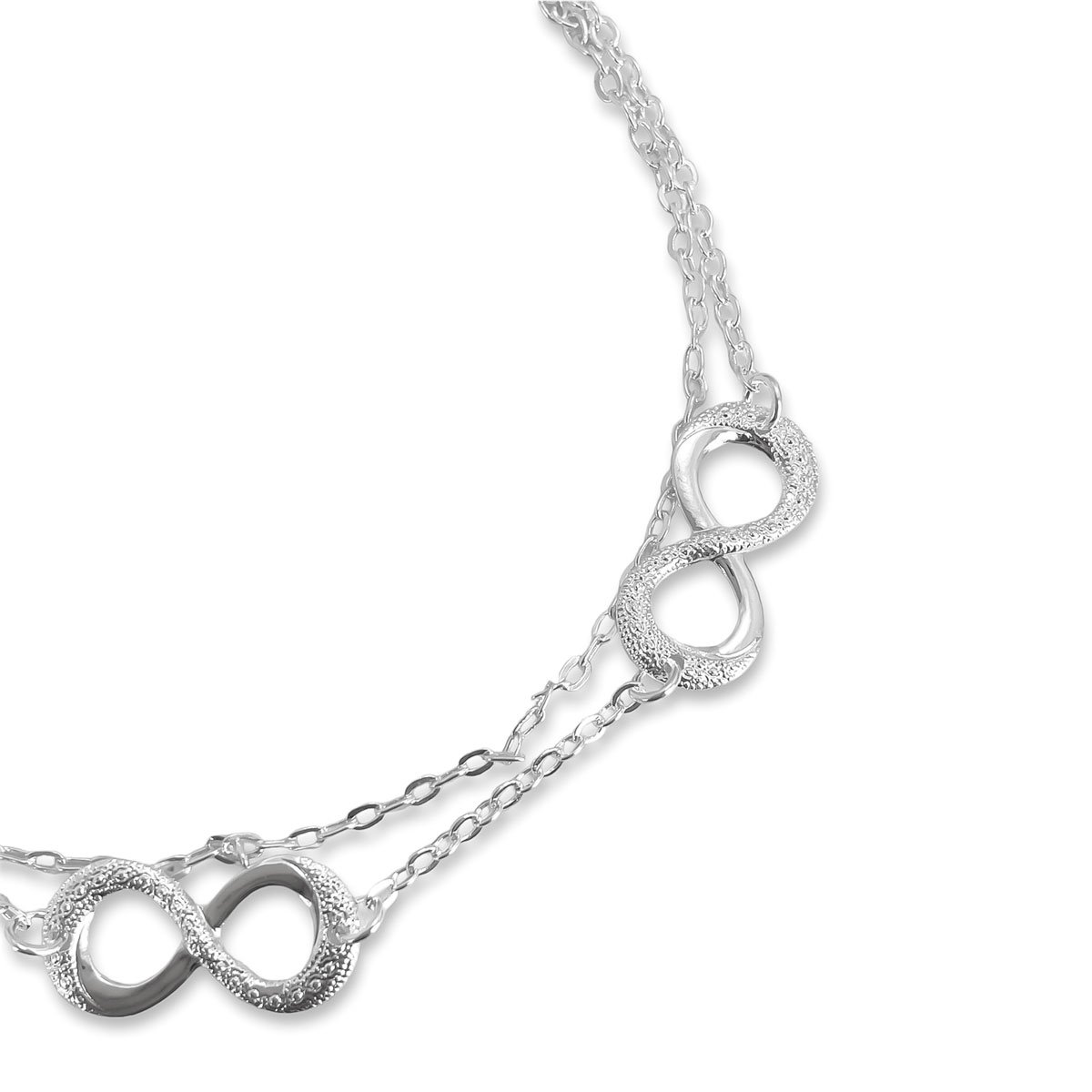 Pulseira Infinito e Corrente Dupla Banhada a Prata Prata 3