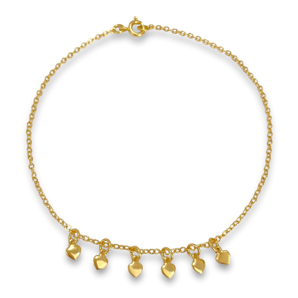 Tornozeleira Coracoes Lisos Banhada a Ouro 18k Dourado 1
