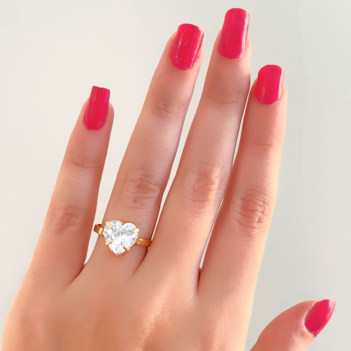 Anel Coracao Zirconia Cristal Banhado a Ouro 18K Dourado 2