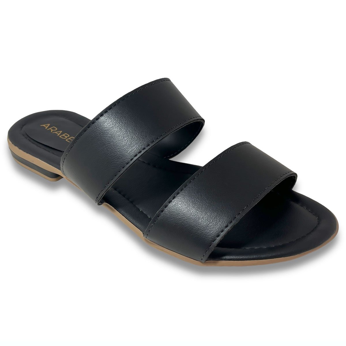 Rasteira Feminina Preta Duas Tiras Largas Preto 3