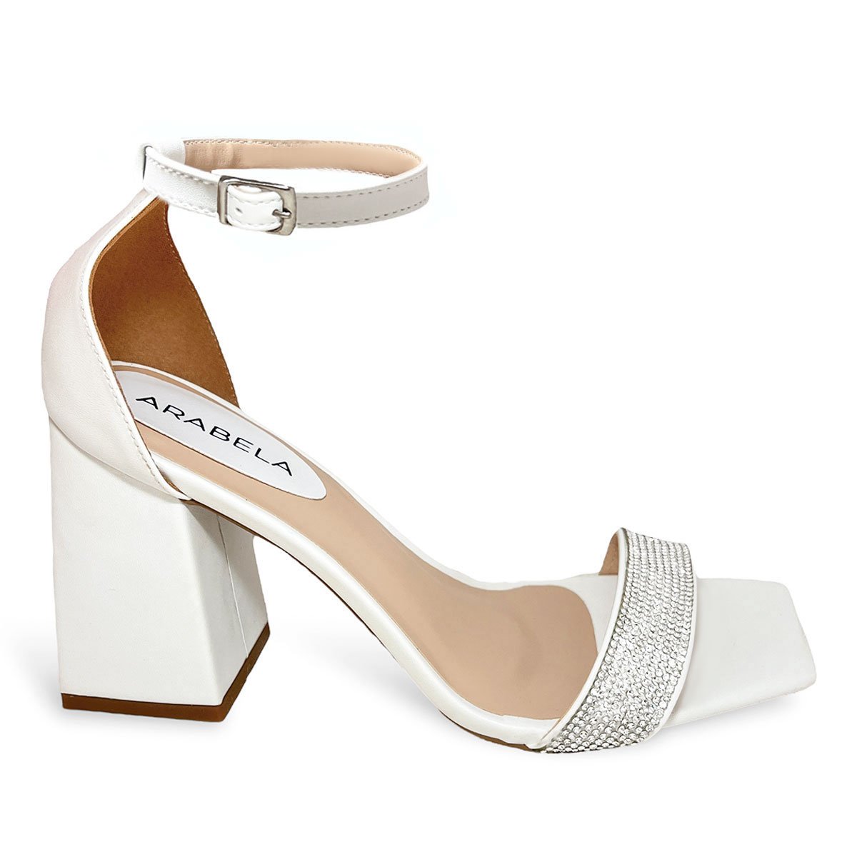 salto alto sandalia salto bloco branca