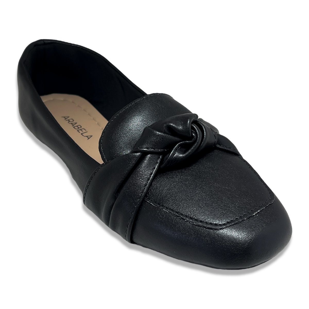 Mocassim Feminino Preto Bico Quadrado Detalhe em No Preto 4