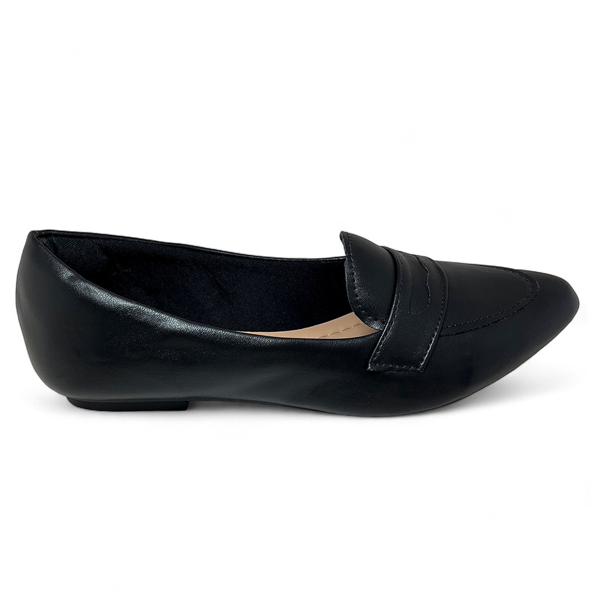 Sapatilha Mocassim Feminino Preto Casual Bico Fino Preto 1