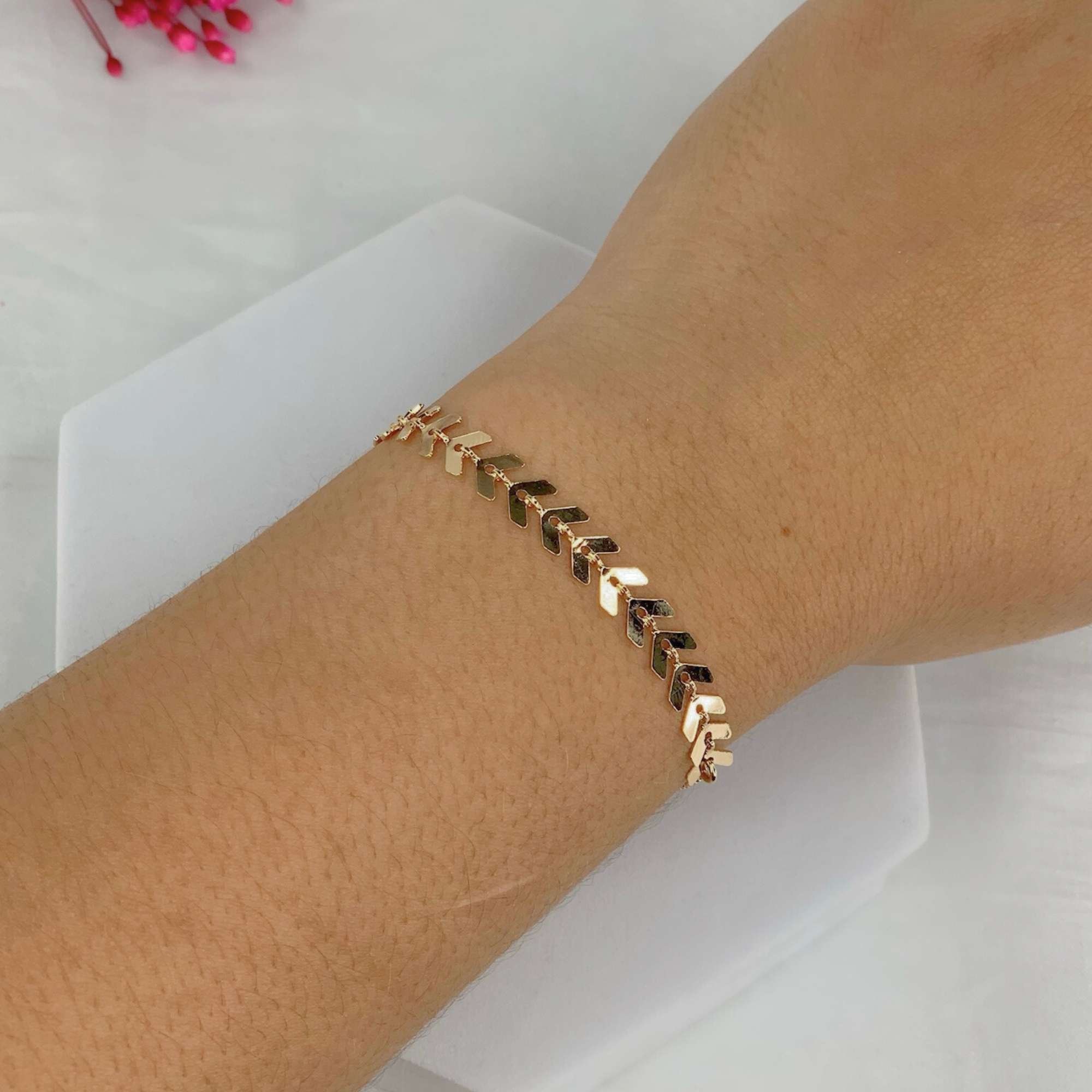 Pulseira ajustável escama de peixe Dourado 2