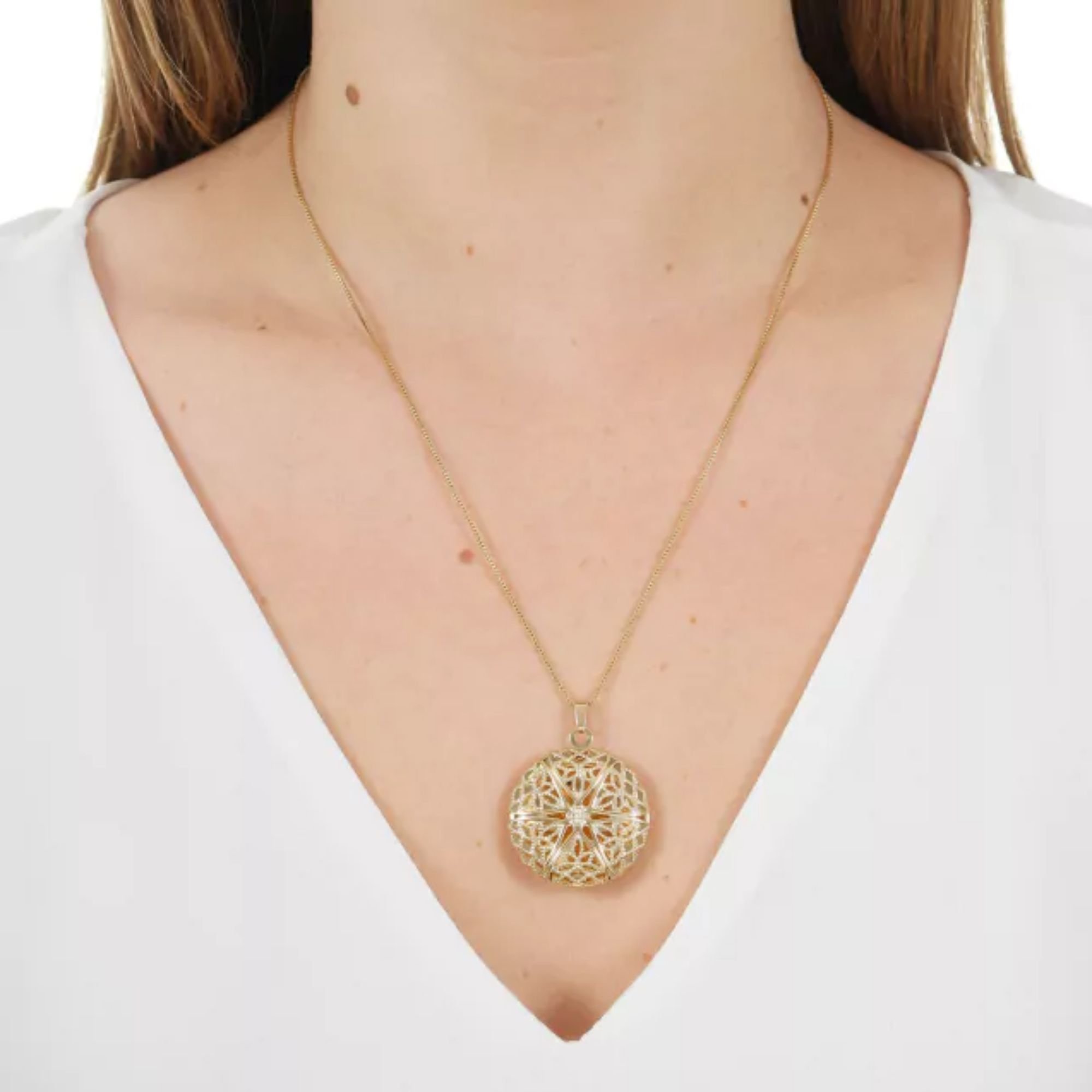 Colar relicário - Banhado em Ouro 18k Dourado 2