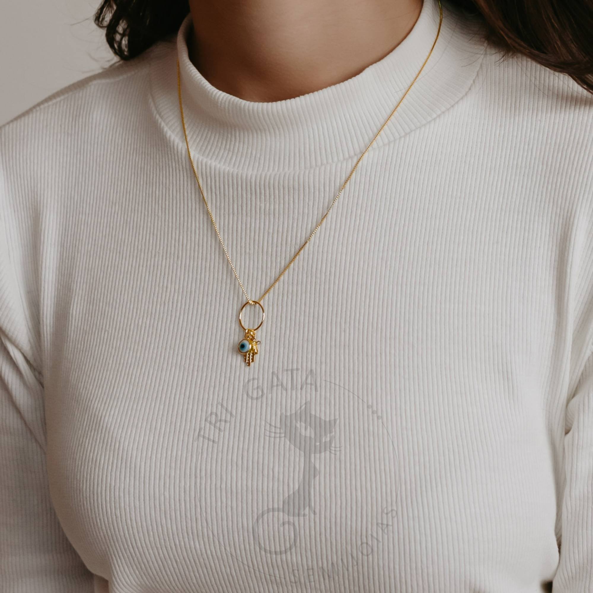 Colar Pingente Triplo - Banhado em Ouro 18k Dourado 2
