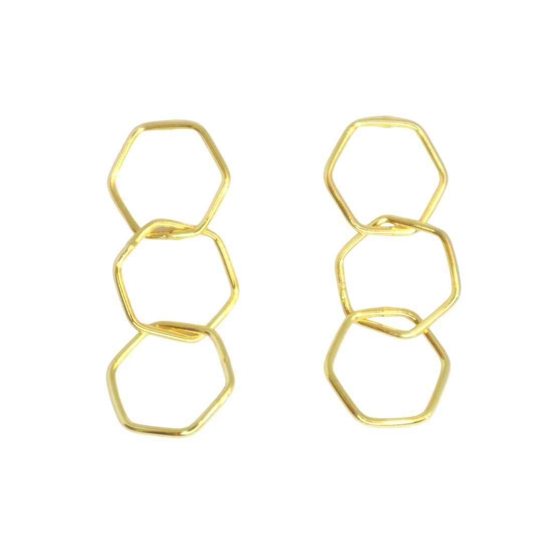 Brinco Hexágono - Banhado em Ouro 18k Dourado 1