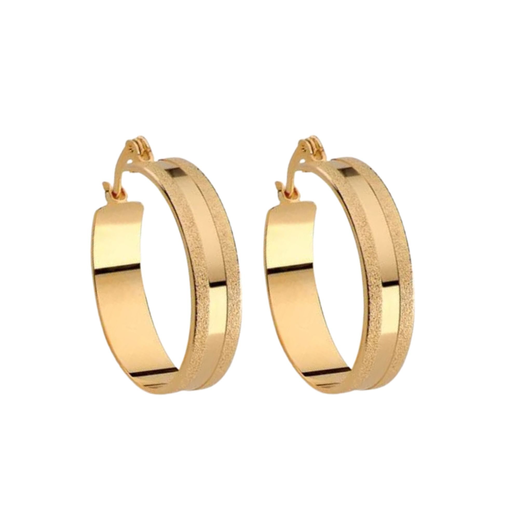 Argola Detalhes Diamantados - Banhada em Ouro 18k Dourado 1