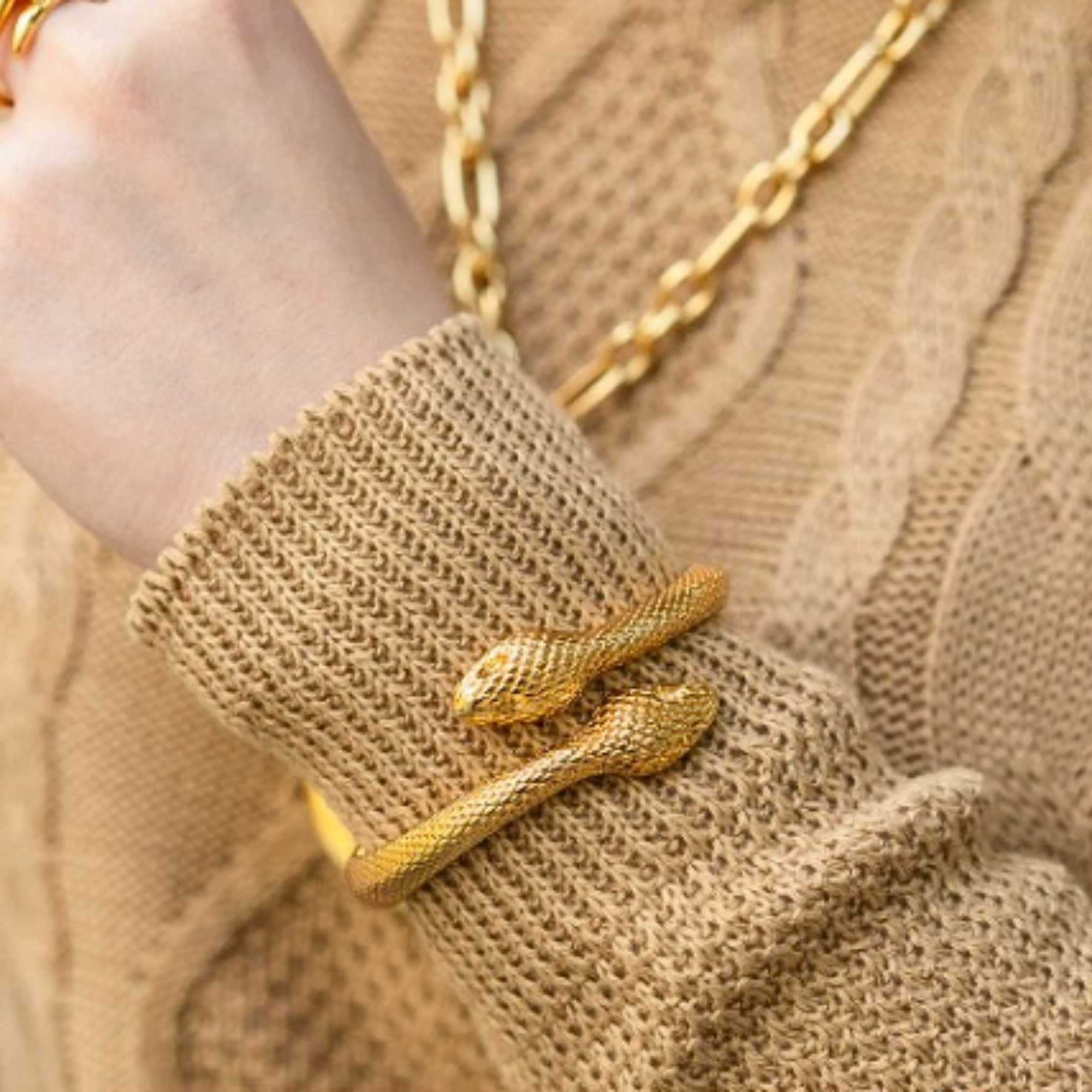 Bracelete Serpente -  Banhado em Ouro 18k Dourado 4