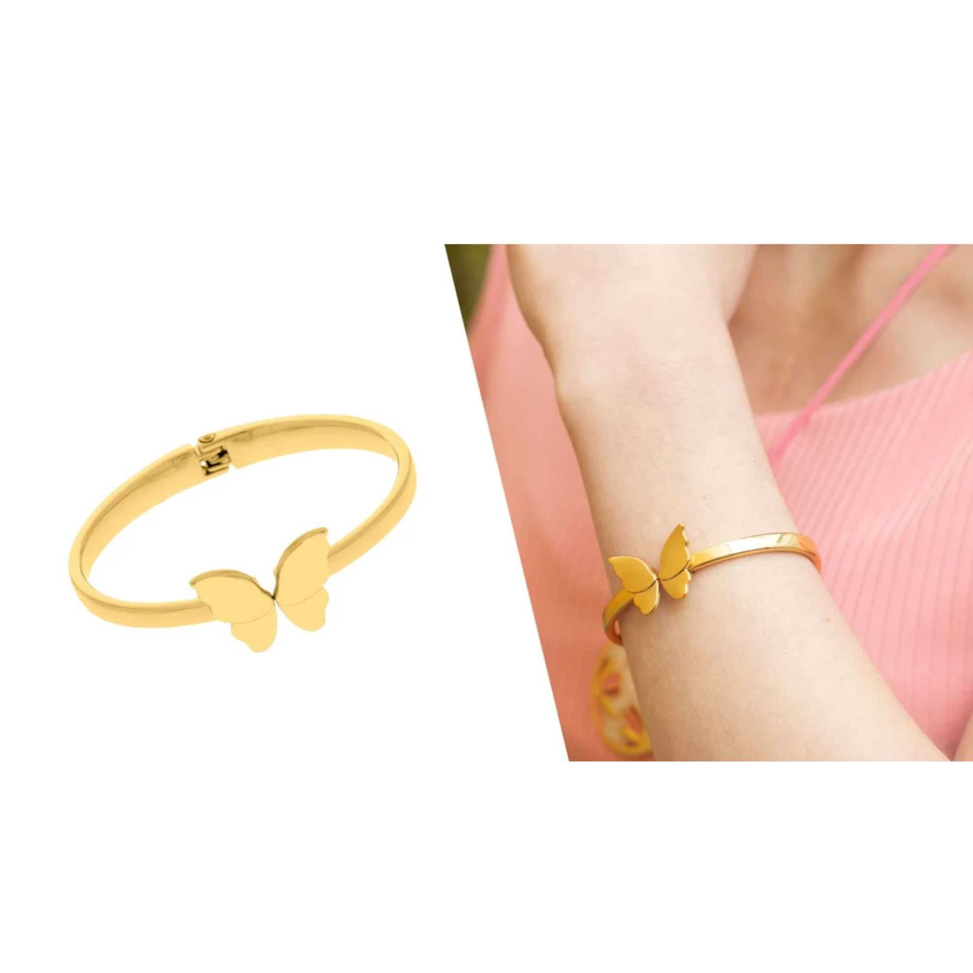 Bracelete Borboleta -  Banhado em Ouro 18k Dourado 3