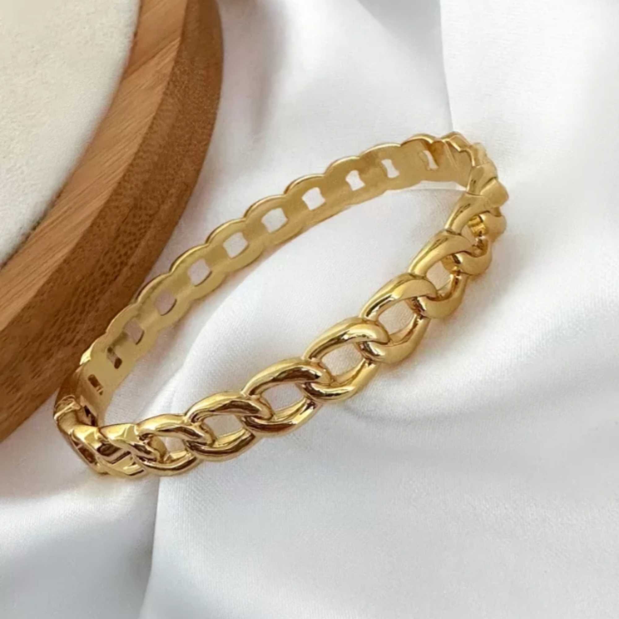 Bracelete Luxo Corrente -  Banhado em Ouro 18k Dourado 3
