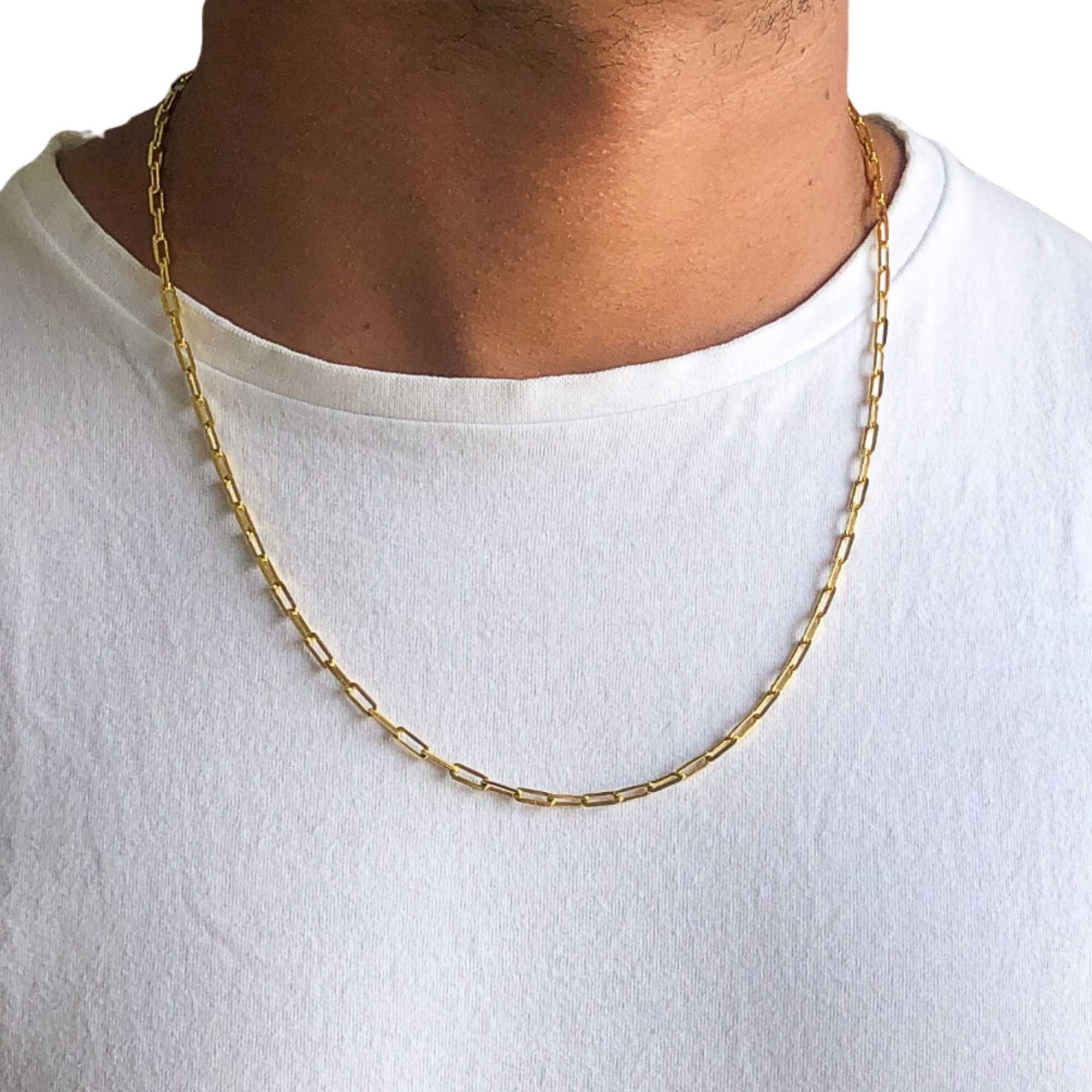 Corrente Masculina Elos 4 mm - Banhada em Ouro 18k Dourado 2