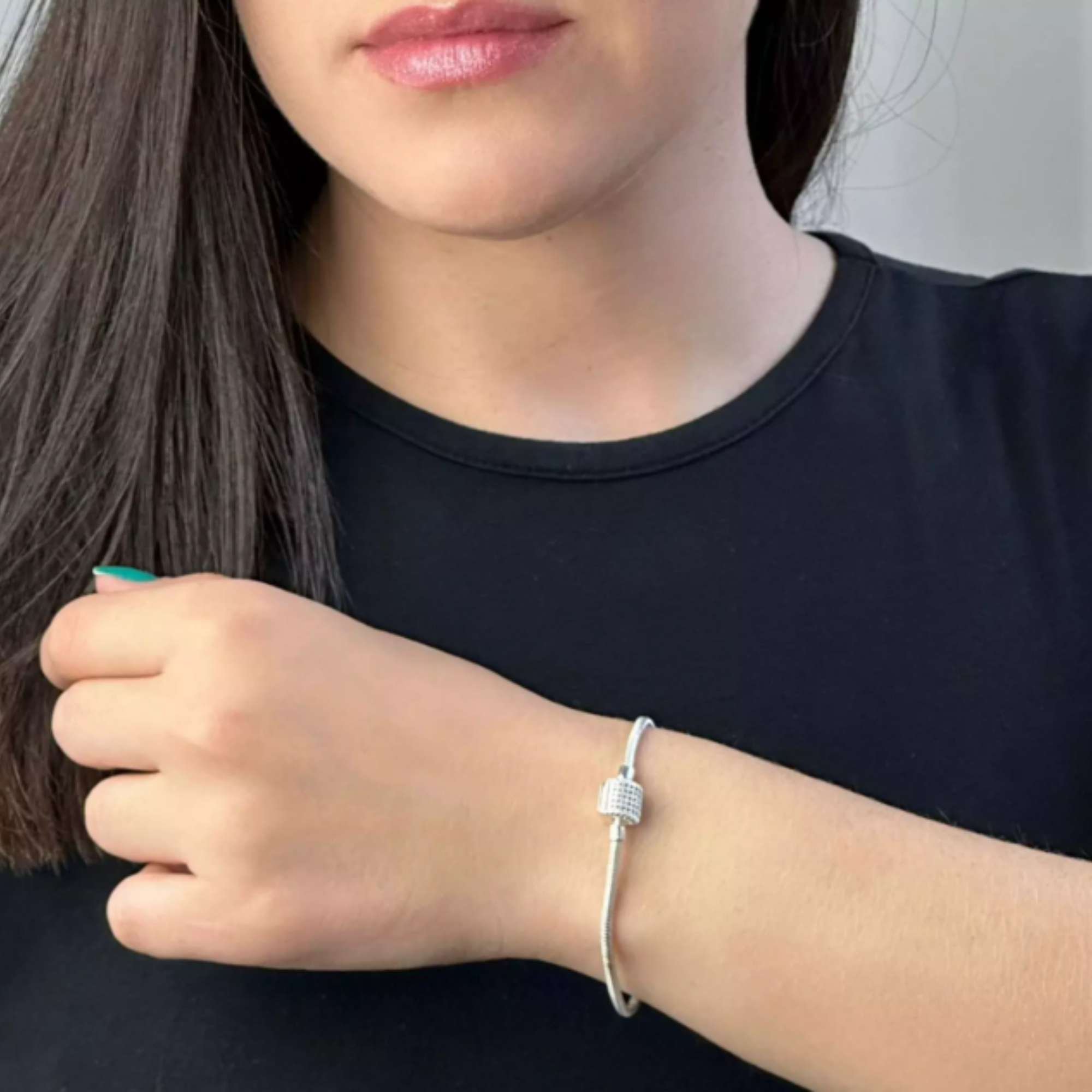 Pulseira para Berloques com Zircônias em Prata 925 Prata 4