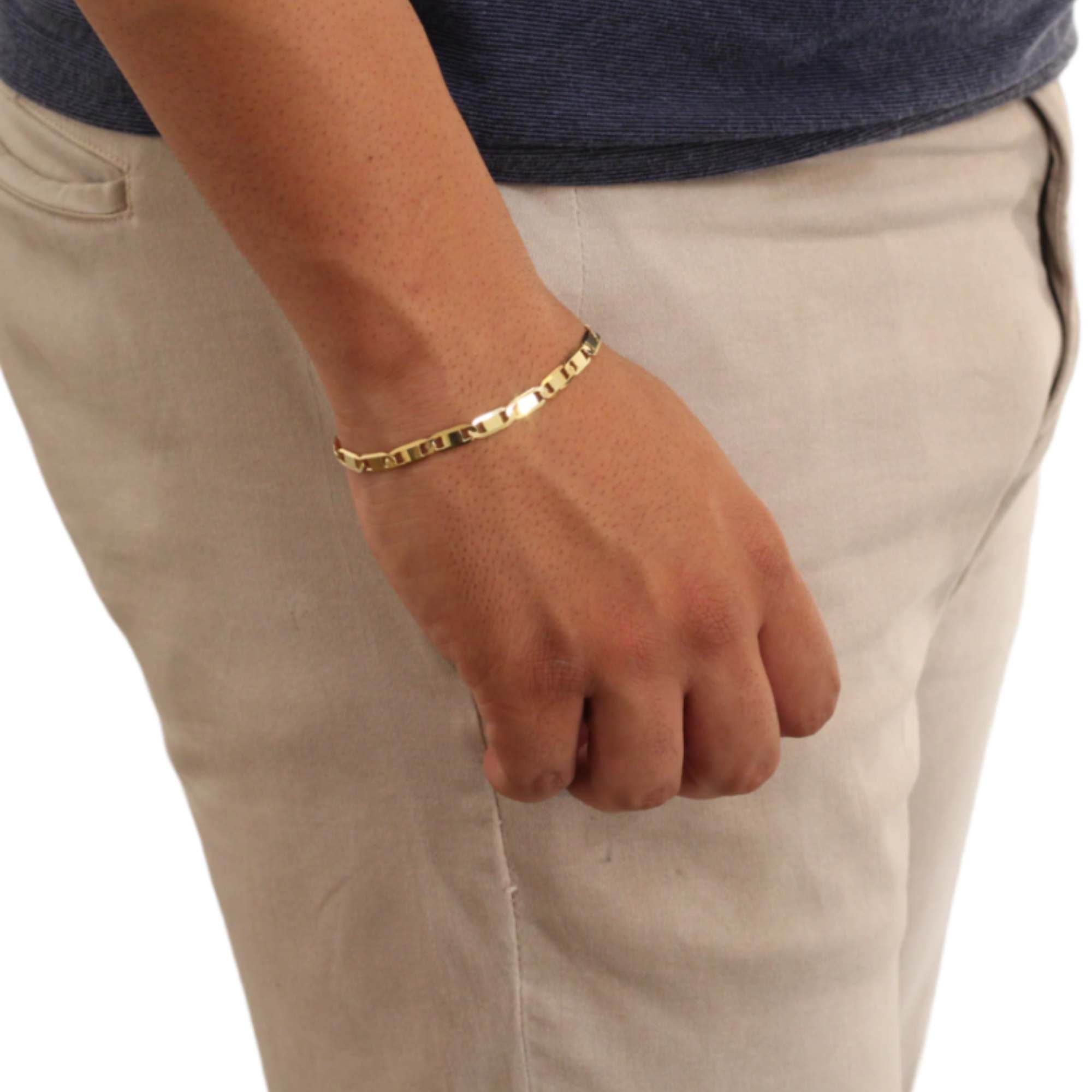 Pulseira Masculina Piastrine 6 mm - Banhada em ouro 18k Dourado 2