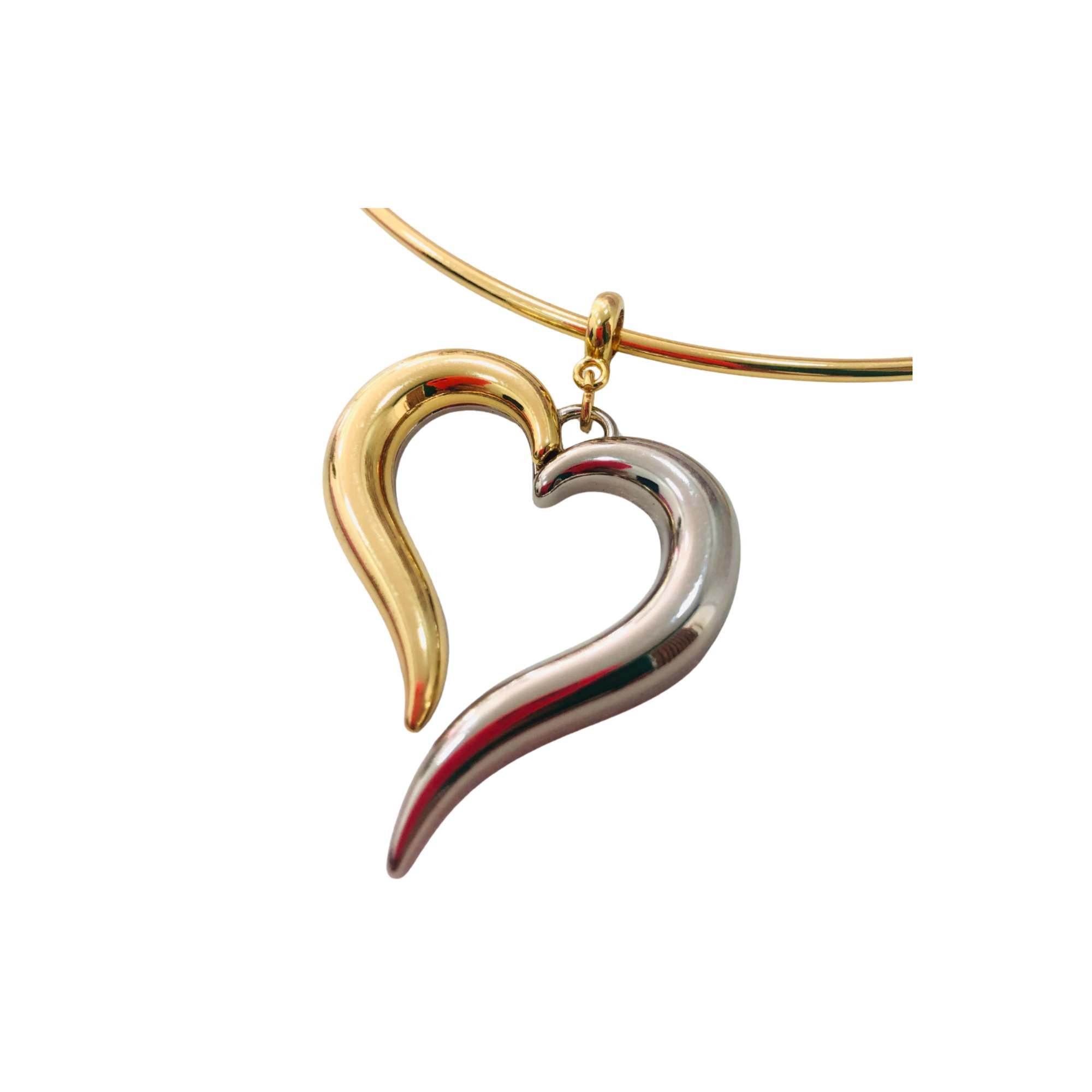 Colar Gargantilha Fio Coração Duo - Banhado em Ouro 18k Dourado 3
