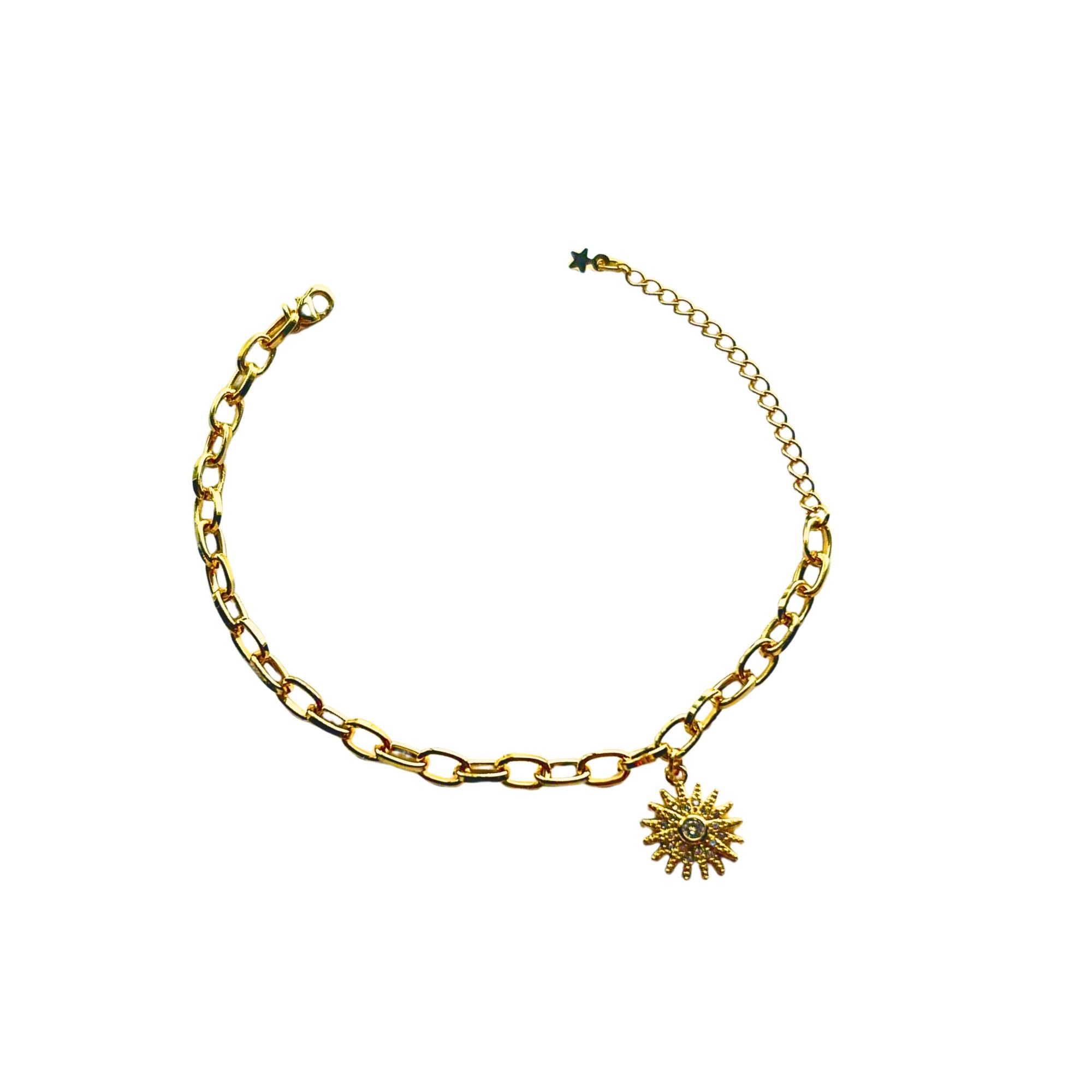 Pulseira Sol com Zircônias -  Banhado em Ouro 18k Dourado 2